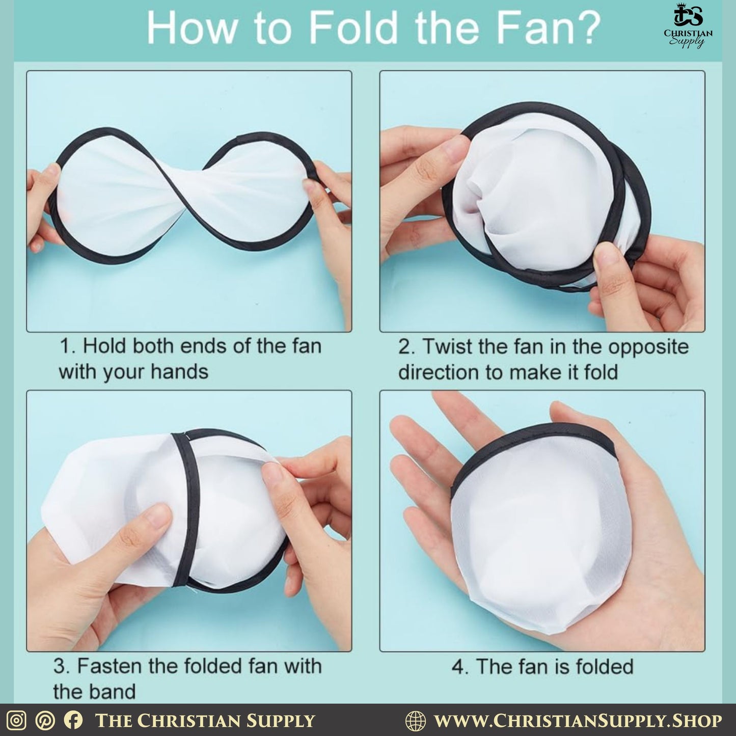 Foldable Fan with Carrying Pouch (Set of 6)