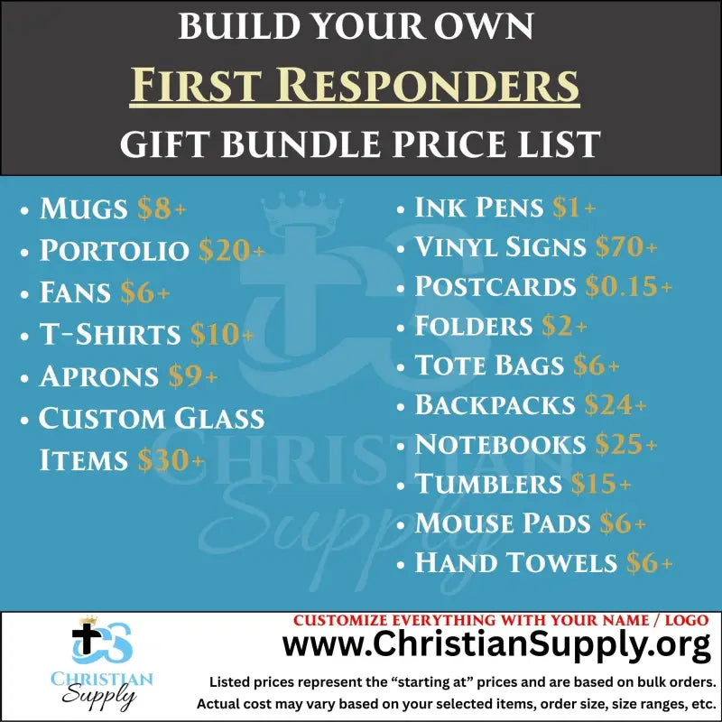 first responders gift bundle | custom appreciation gifts for firefighters, emts, nurses, and police - christian supply
