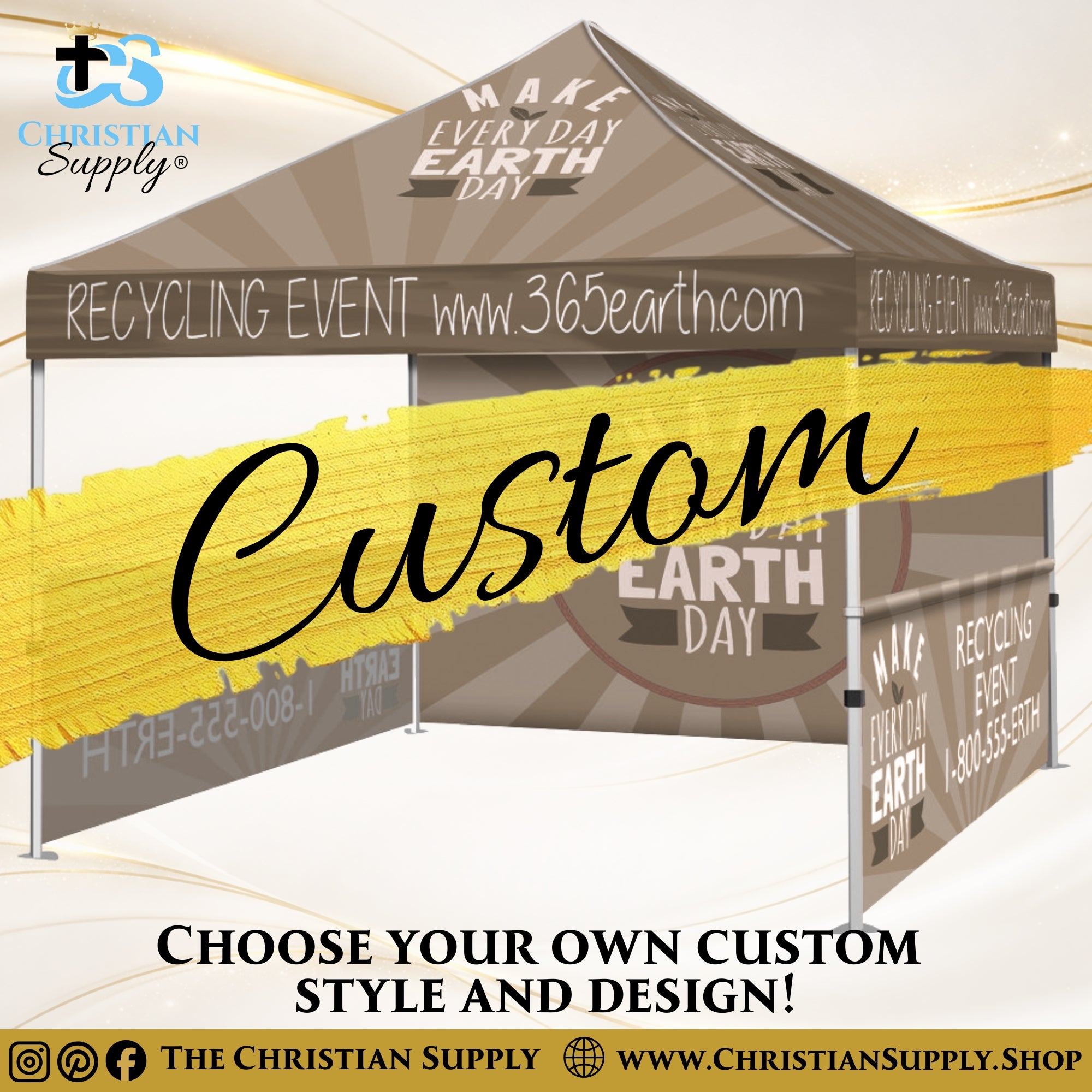 Custom 10ft Event Tent – Full Color Custom Print Pop Up Tent with Optional Walls