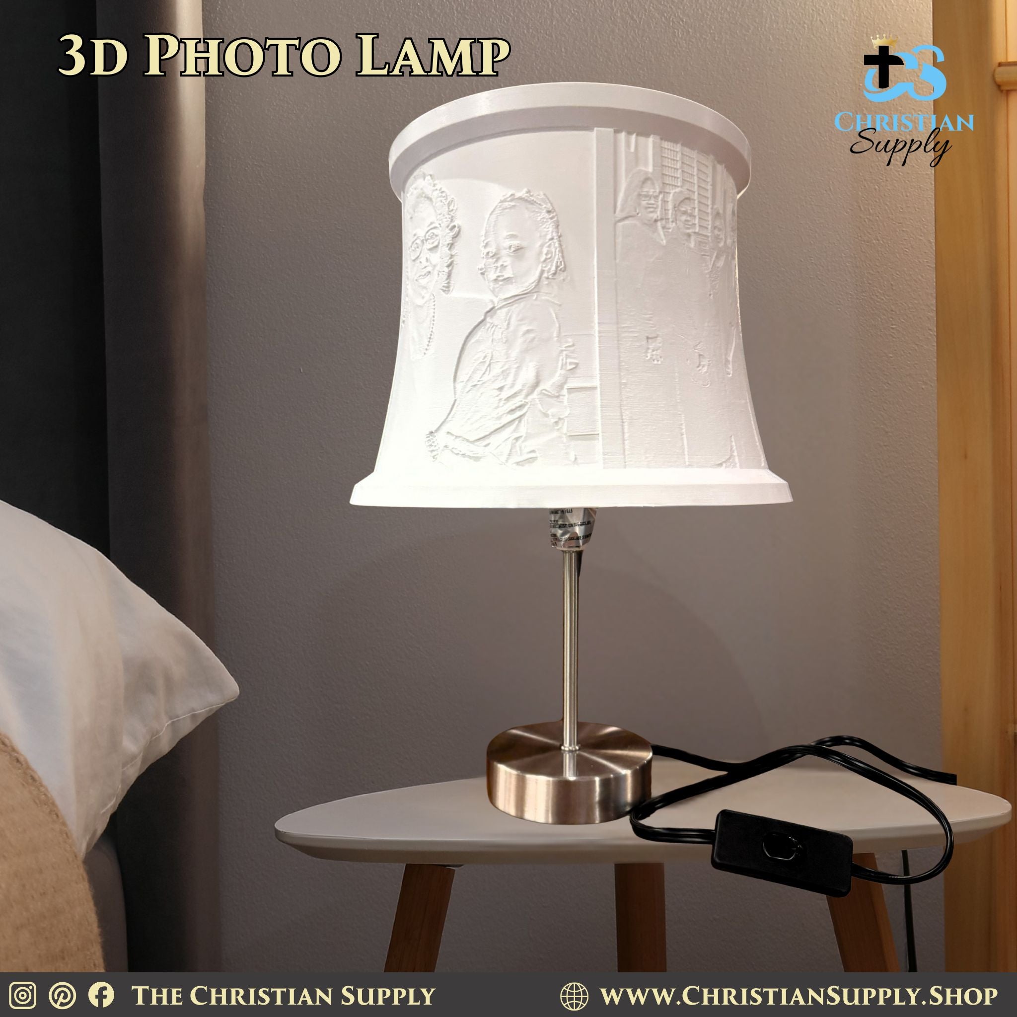 Custom Photo Lamp Shade with Personalized Images Verses and Messages