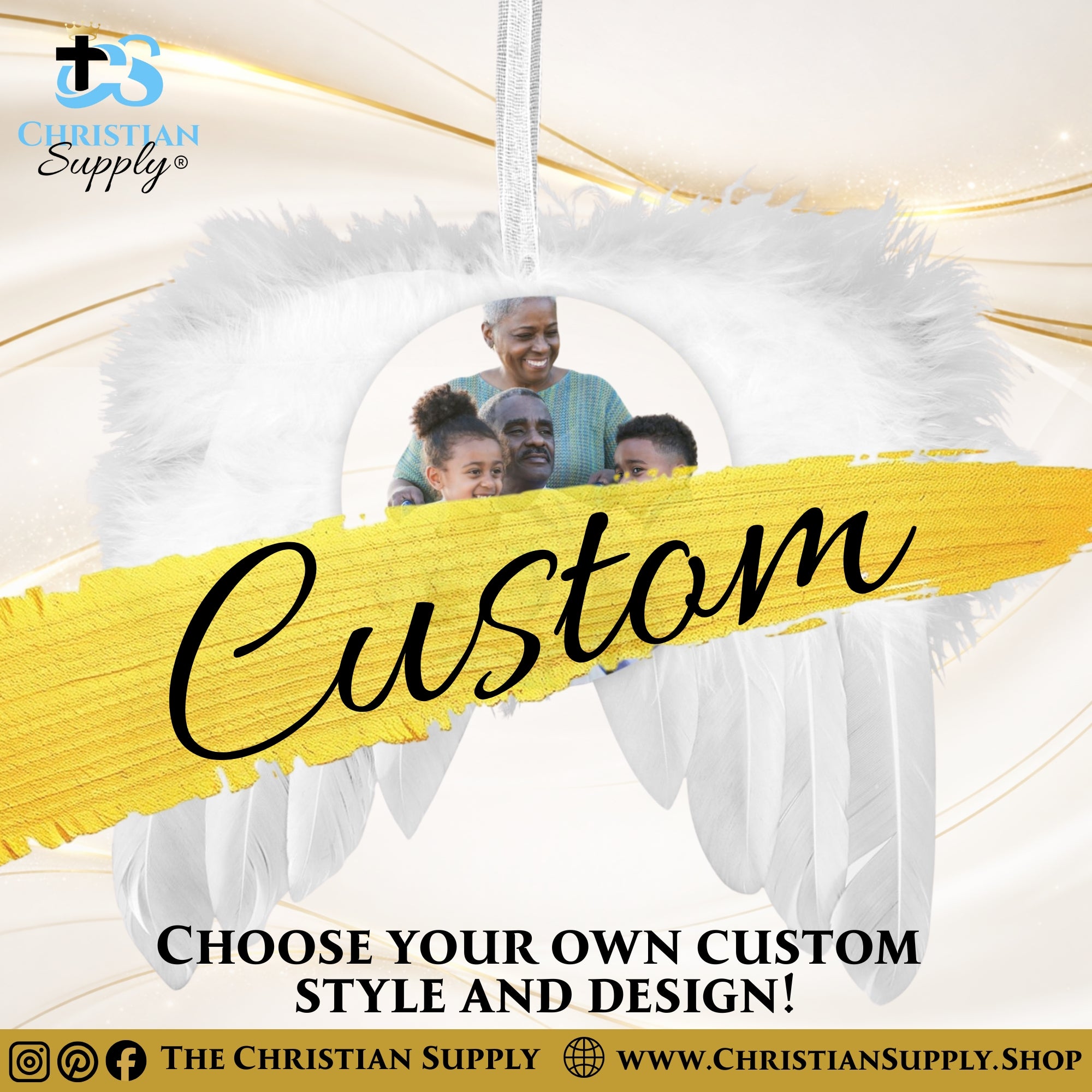 Angel Wing Ornaments (Set of 5) – Personalized Photo Keepsake Tribute