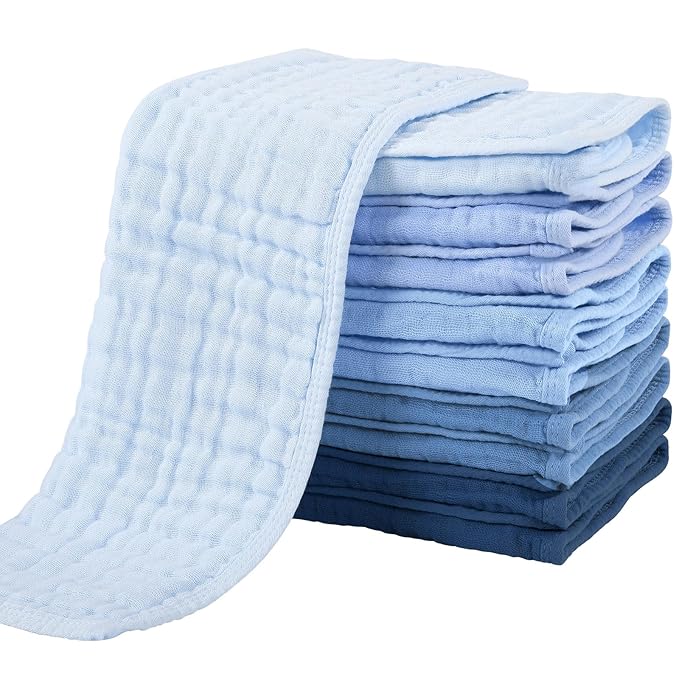 Baby Burping Cloths (Set of 6) – Organic Muslin Cotton Cloths with Custom Personalization