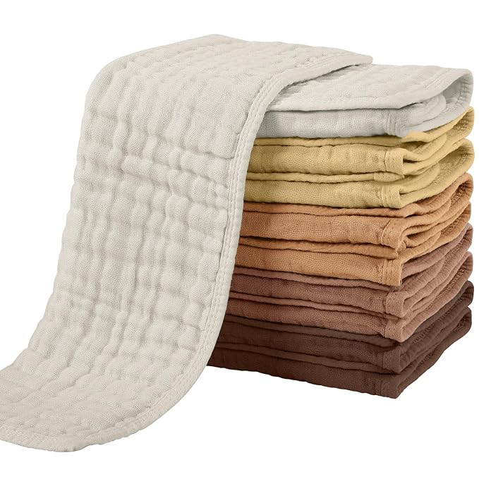 Baby Burping Cloths (Set of 6) – Organic Muslin Cotton Cloths with Custom Personalization