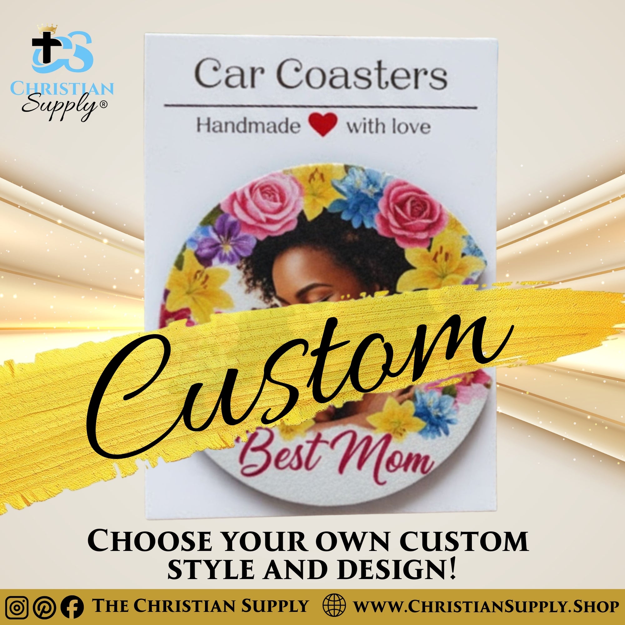 Custom Wooden Car Coaster – Personalized Car Accessories (Single or Sets)