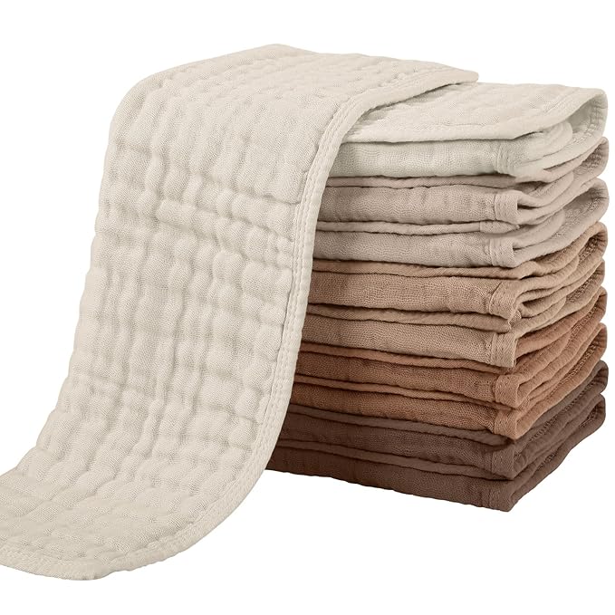 Baby Burping Cloths (Set of 6) – Organic Muslin Cotton Cloths with Custom Personalization