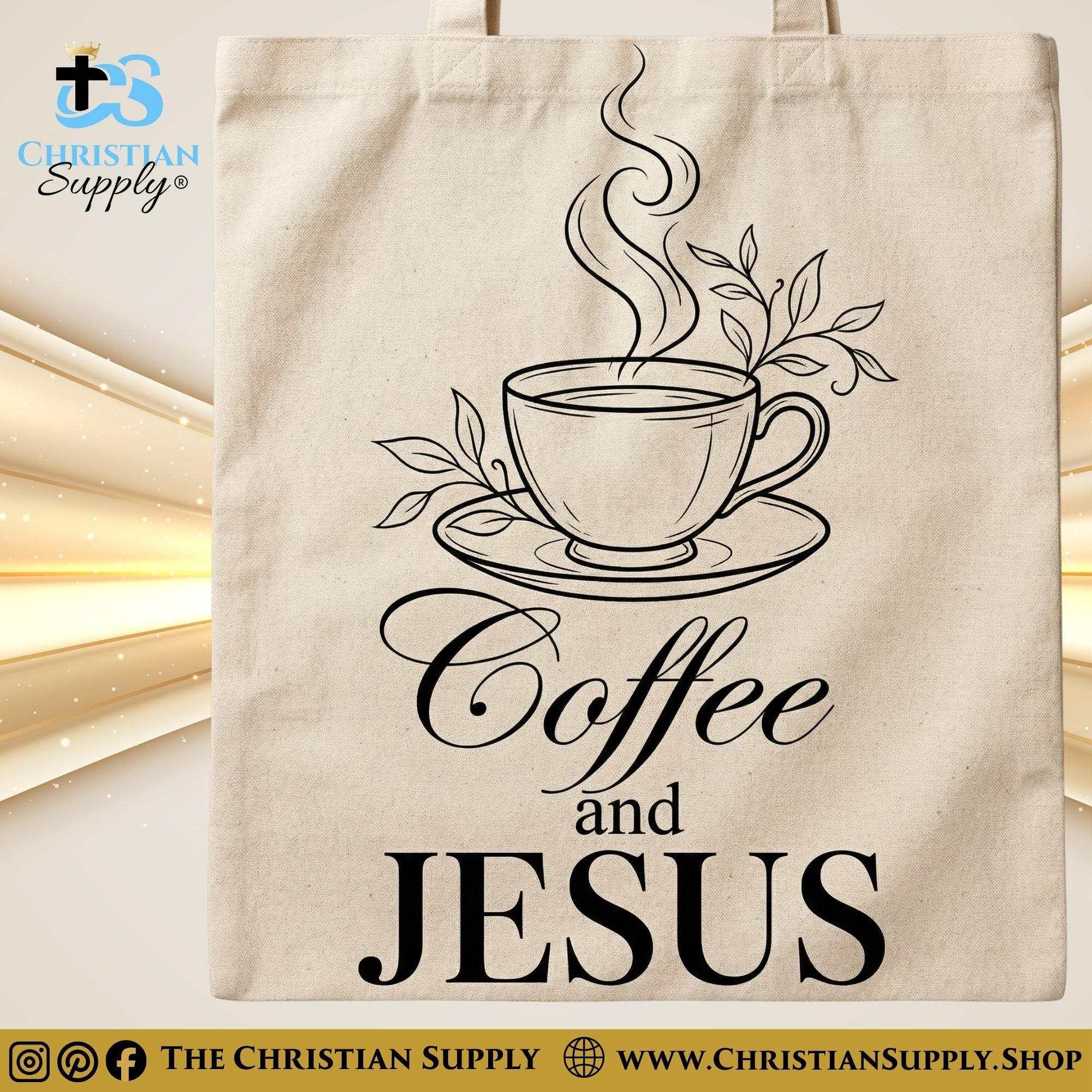 "Coffee and Jesus" Christian Tote Bag – Durable 12oz Cotton Canvas Reusable Shoulder Bag for Daily Use