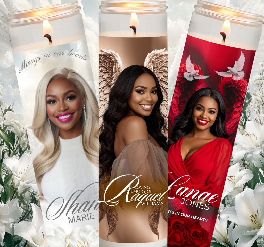 Custom Prayer & Memorial Candles – Frosted Glass & Tall Jar Options