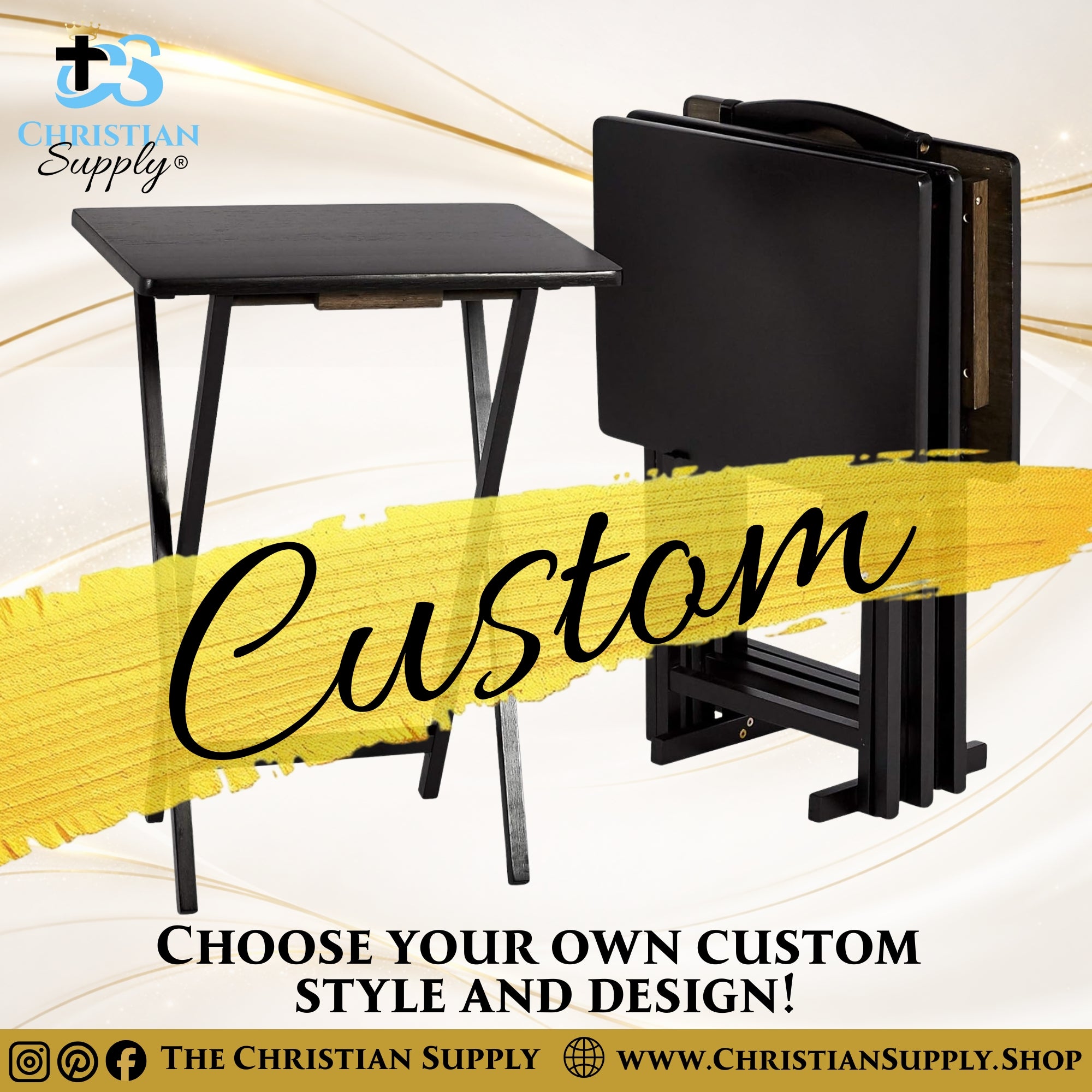 Custom Folding Wood TV Tray Tables – Set of 2 or Set of 4 | Sturdy & Stylish