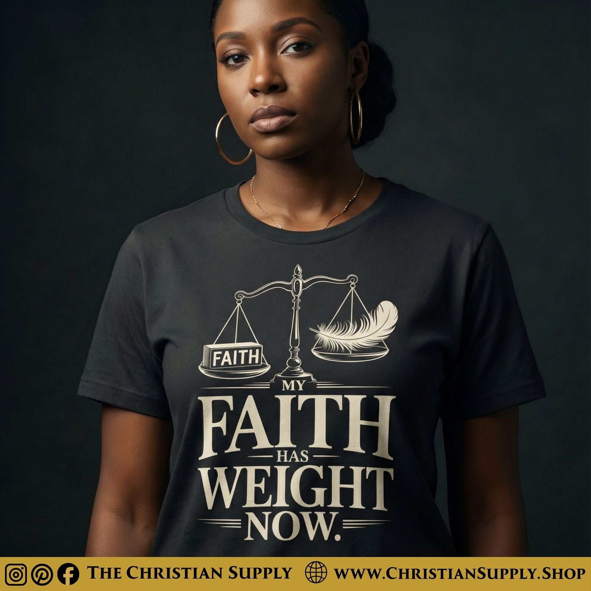 My Faith Has Weight Now T‑Shirt – Balanced Scale Christian Graphic