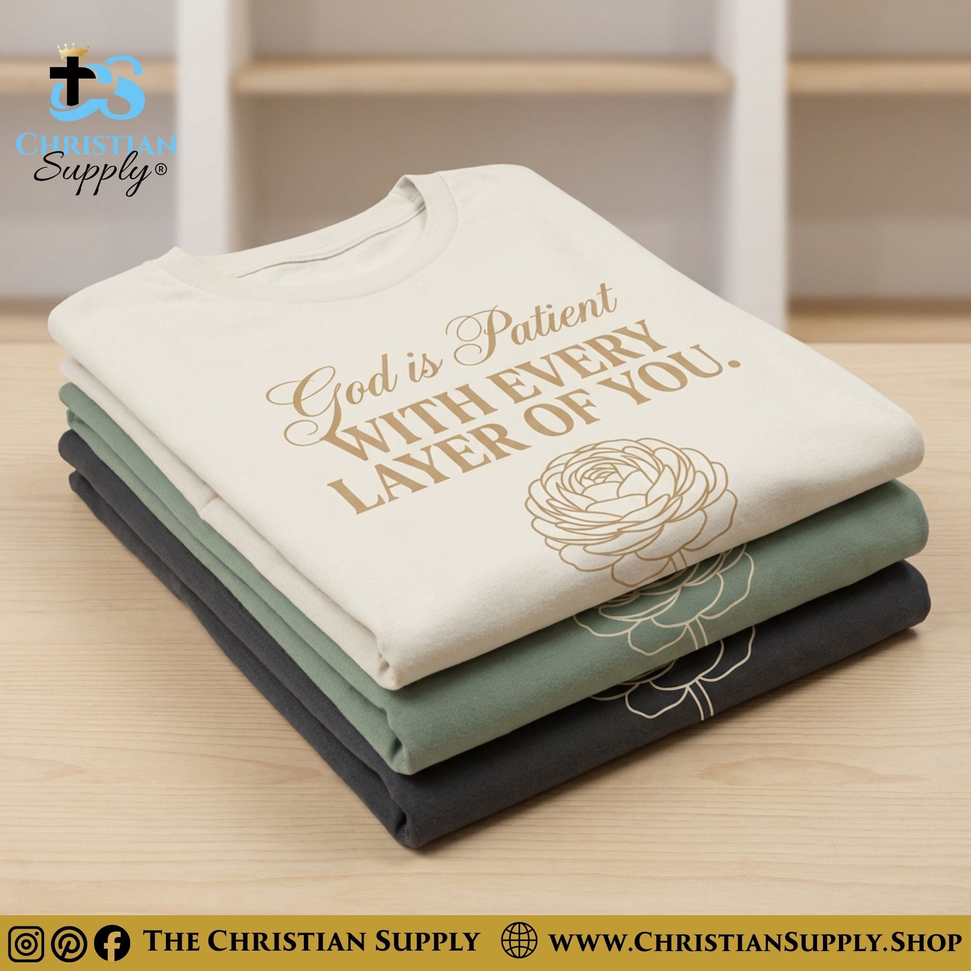 God Is Patient With Every Layer of You T‑Shirt – Grace & Growth Christian Tee