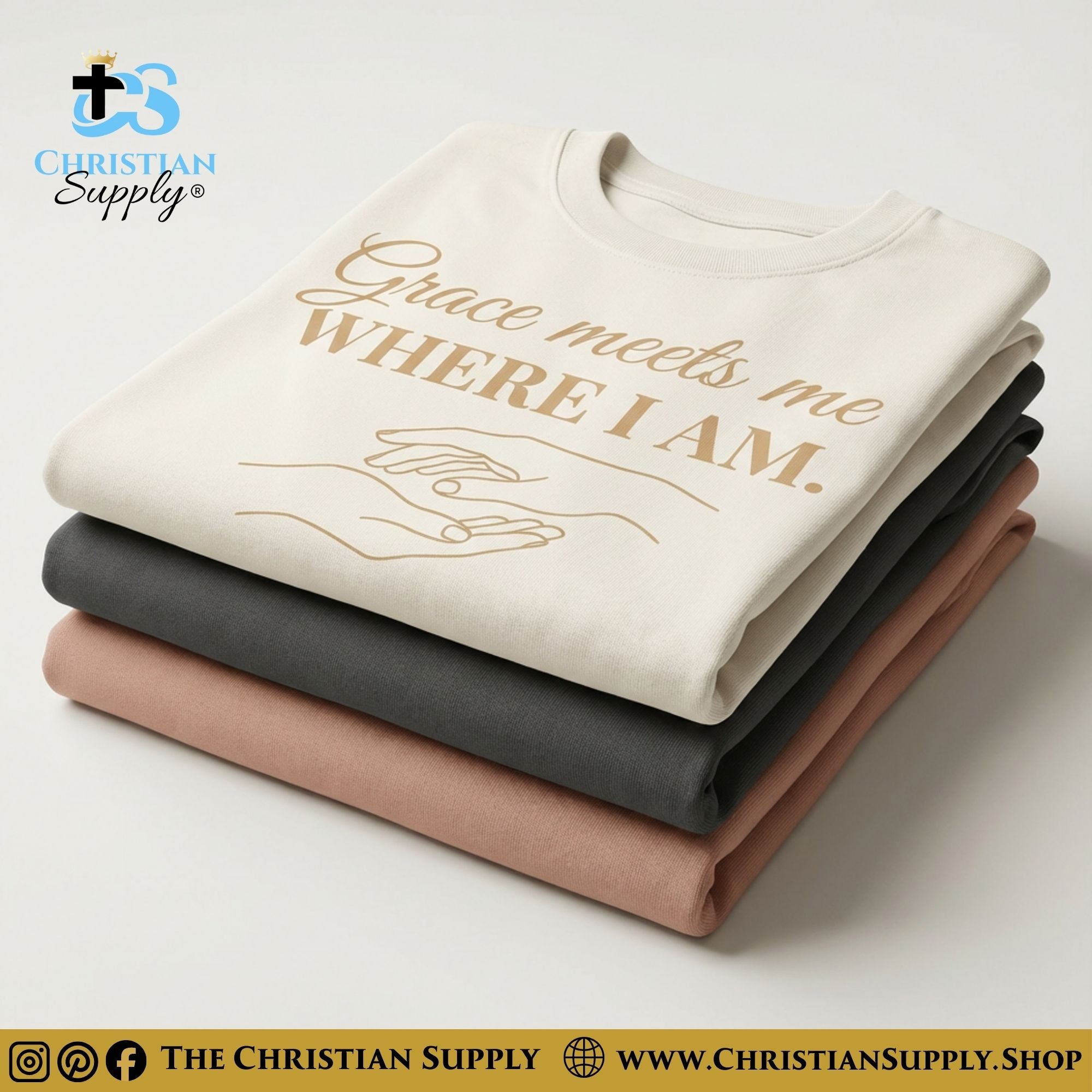 Grace Meets Me Where I Am T‑Shirt – Hand-Drawn Reach of Mercy Tee