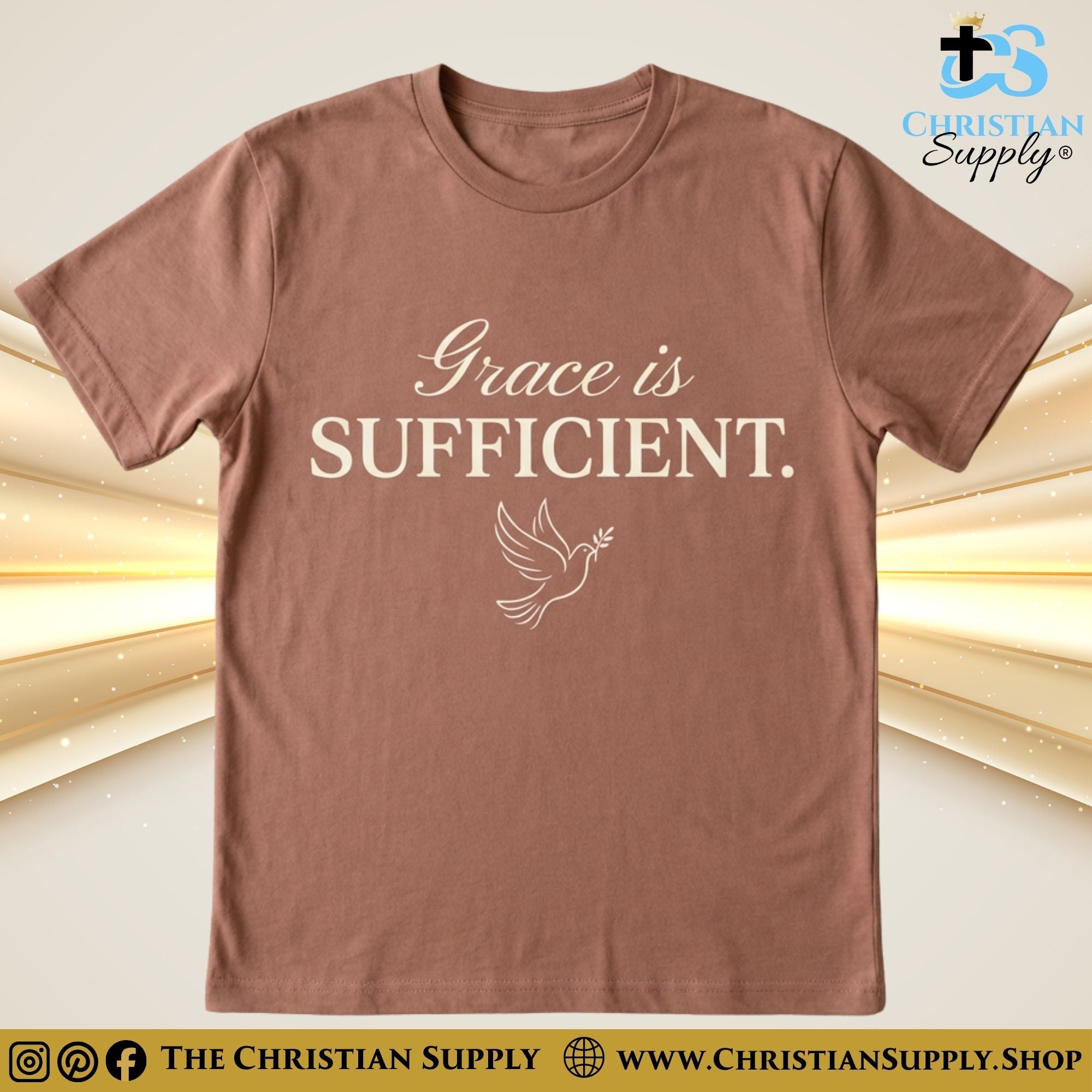 Grace Is Sufficient T‑Shirt – Minimalist Dove of Peace Faith Tee