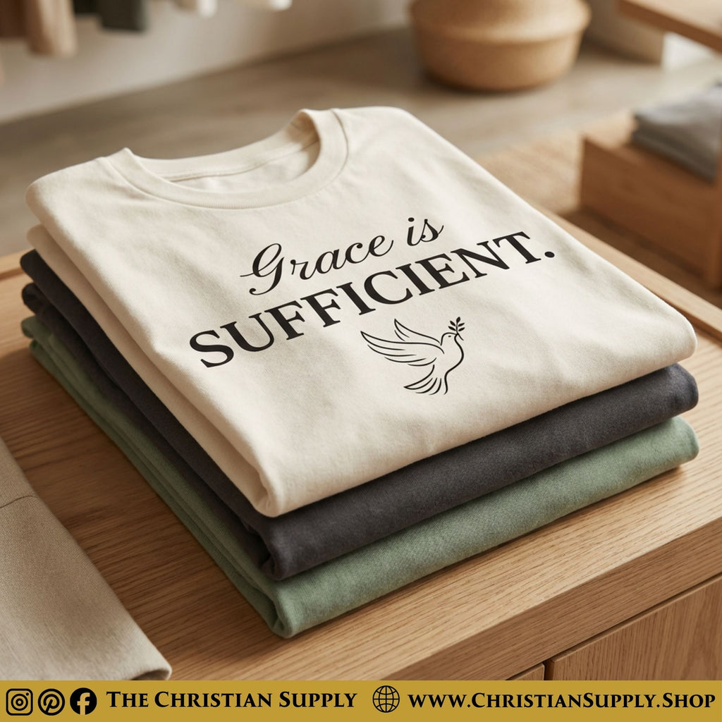 Grace Is Sufficient T‑Shirt – Minimalist Dove of Peace Faith Tee