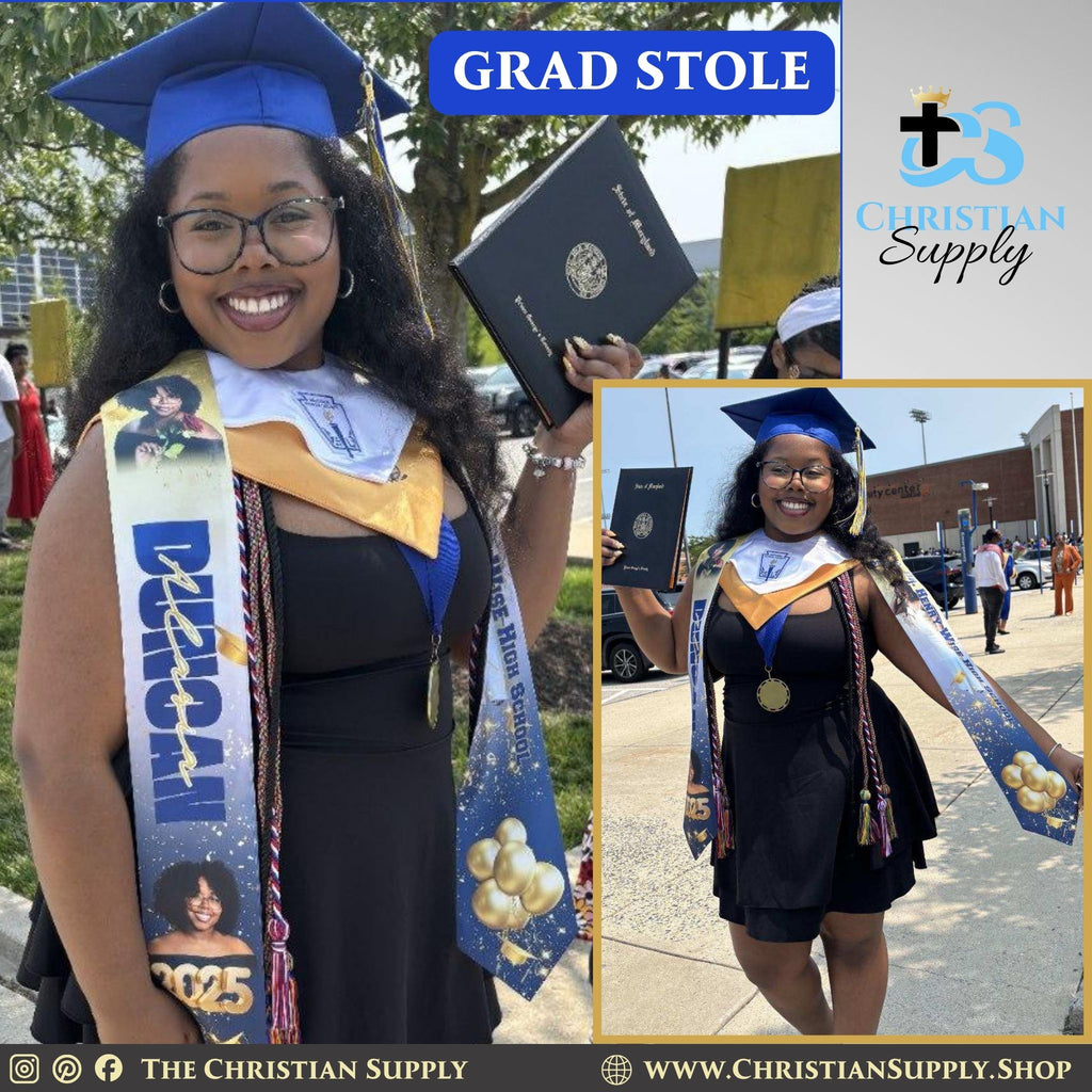 Custom Graduation Stoles Personalized with Name School Year and Photos