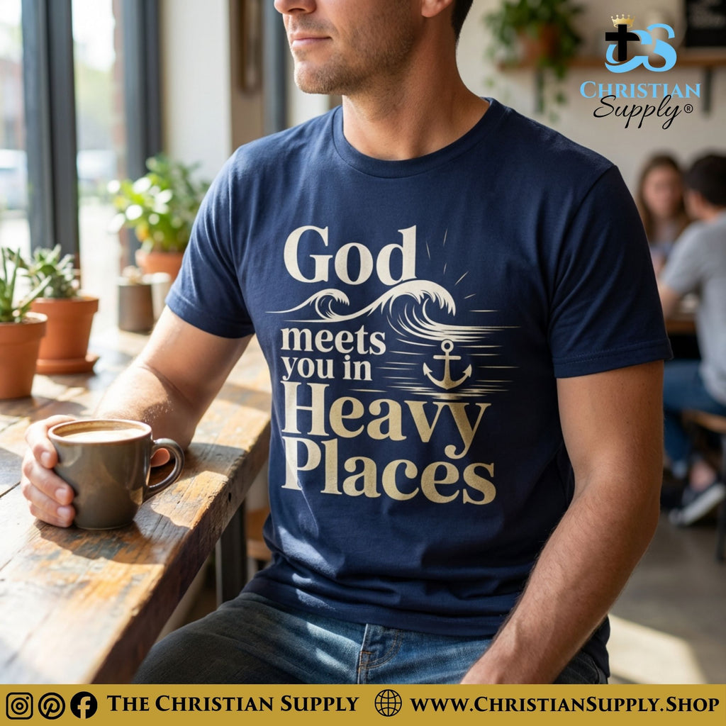 God Meets You in Heavy Places T‑Shirt – Anchor & Wave Christian Tee