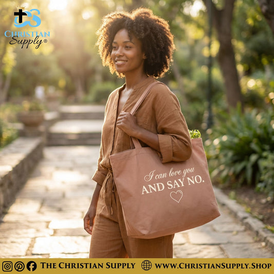 “I Can Love You and Say No” Inspirational Christian Tote Bag – Durable 12oz Cotton Canvas Reusable Shoulder Bag for Daily Use