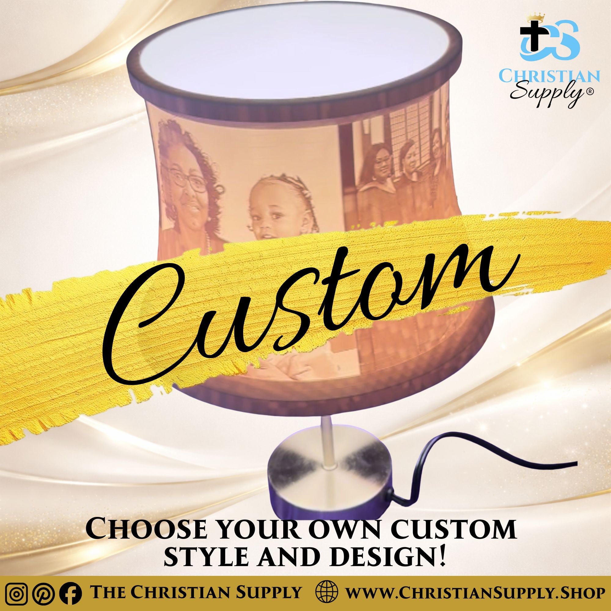Custom Photo Lamp Shade with Personalized Images Verses and Messages