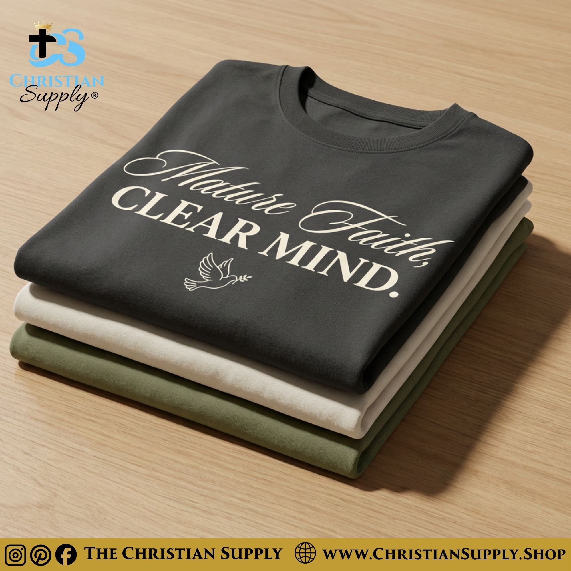 Mature Faith, Clear Mind T-Shirt – Forest Green Christian Tee