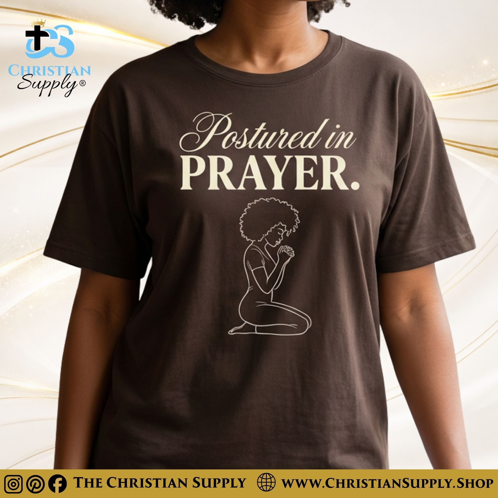Postured in Prayer – Brown Christian T-Shirt