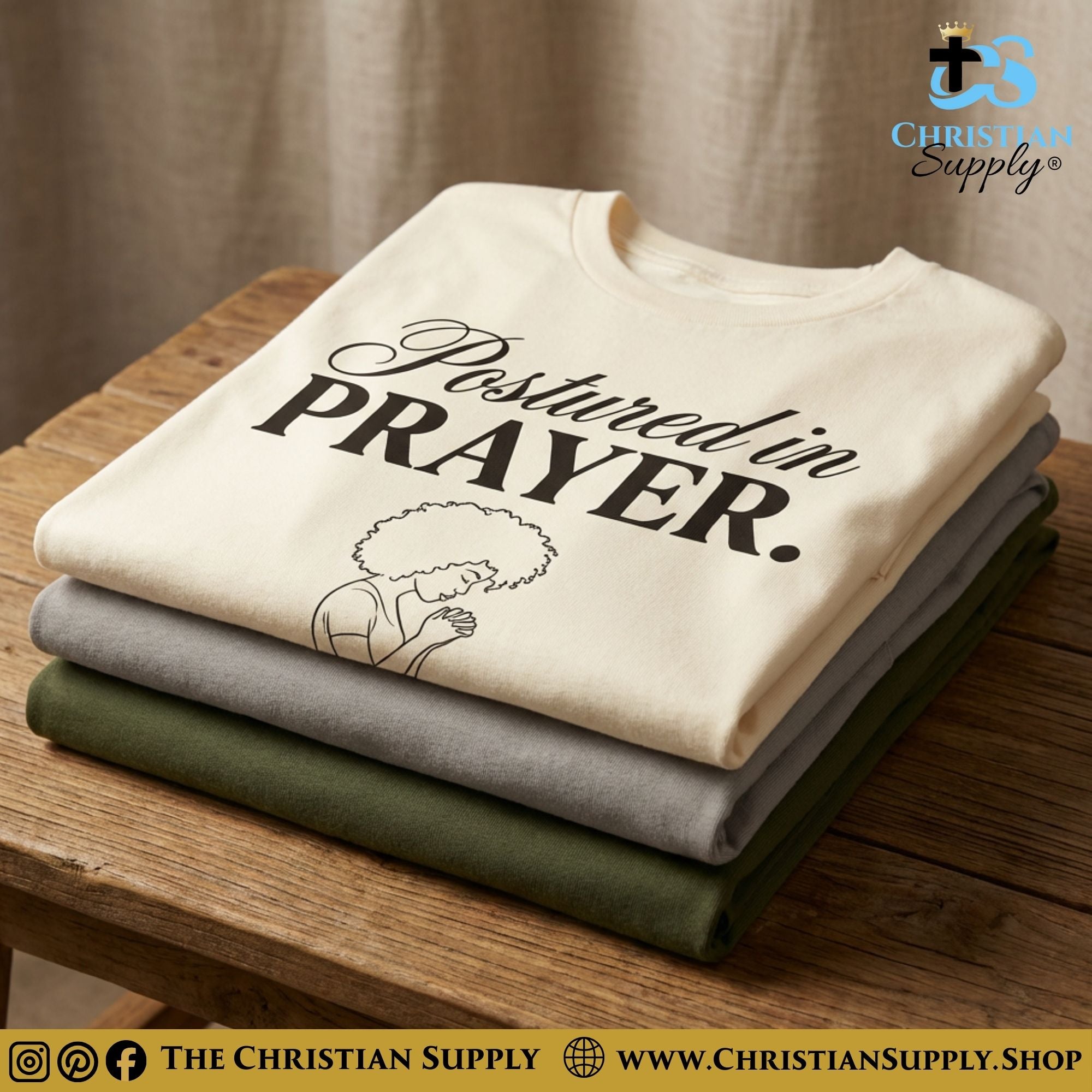 Postured in Prayer – Brown Christian T-Shirt