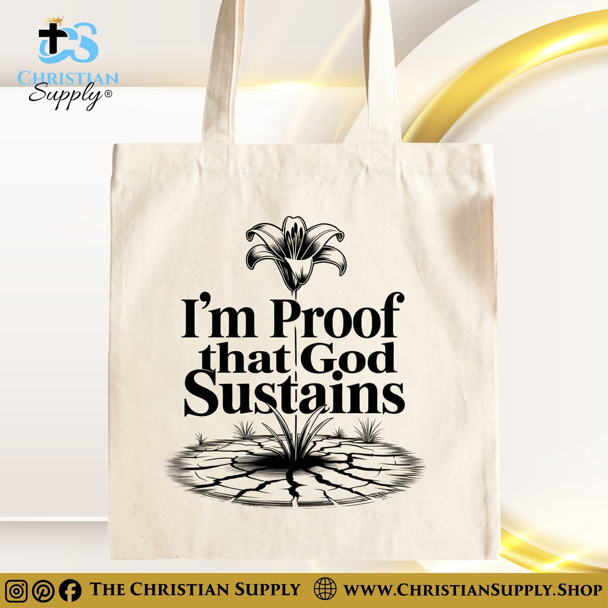 “I’m Proof That God Sustains” Inspirational Christian Tote Bag – Durable 12oz Cotton Canvas Reusable Shoulder Bag for Daily Use