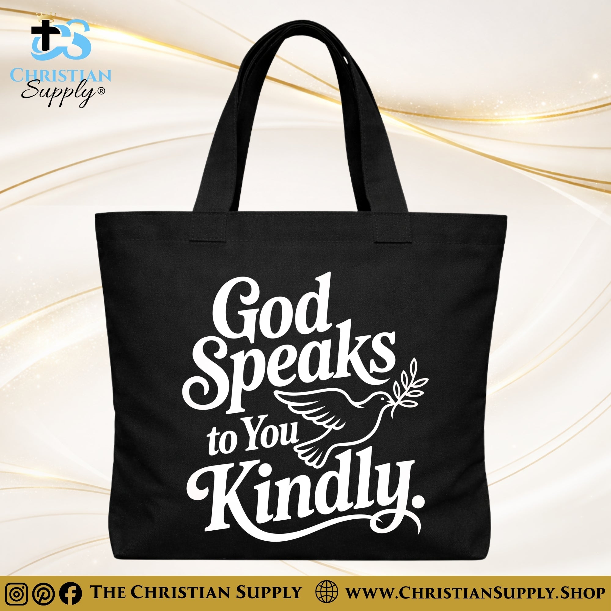 “God Speaks to You Kindly” Inspirational Christian Tote Bag – Durable 12oz Cotton Canvas Reusable Shoulder Bag for Daily Use