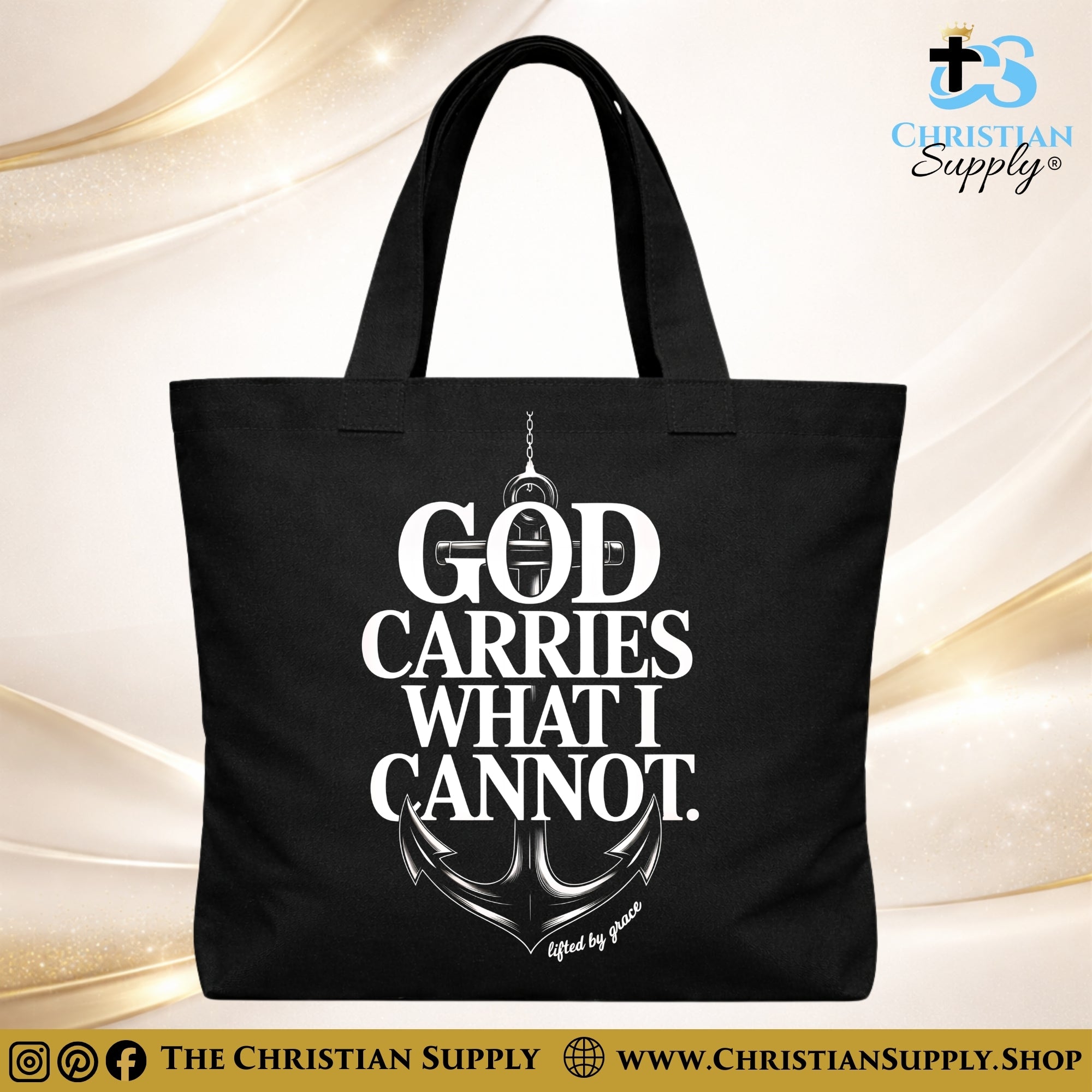 “God Carries What I Cannot” Inspirational Christian Tote Bag – Durable 12oz Cotton Canvas Reusable Shoulder Bag for Daily Use