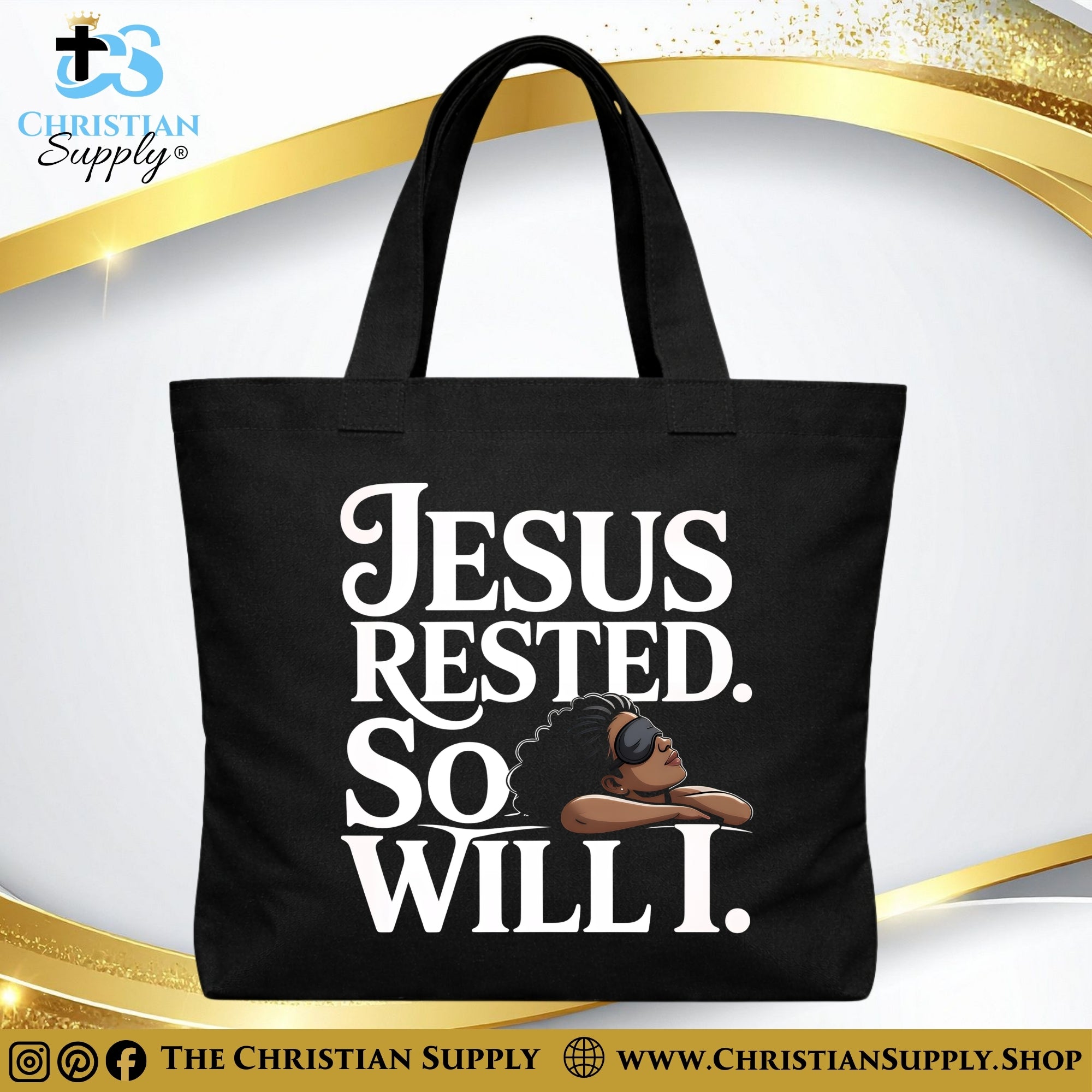 “Jesus Rested. So Will I” Inspirational Christian Tote Bag – Durable 12oz Cotton Canvas Reusable Shoulder Bag for Daily Use