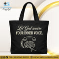“Let God Rewire Your Inner Voice” Inspirational Christian Tote Bag – Durable 12oz Cotton Canvas Reusable Shoulder Bag for Daily Use