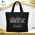 "Boundaries are Biblical Bible" Christian Tote Bag – Durable 12oz Cotton Canvas Reusable Shoulder Bag for Daily Use