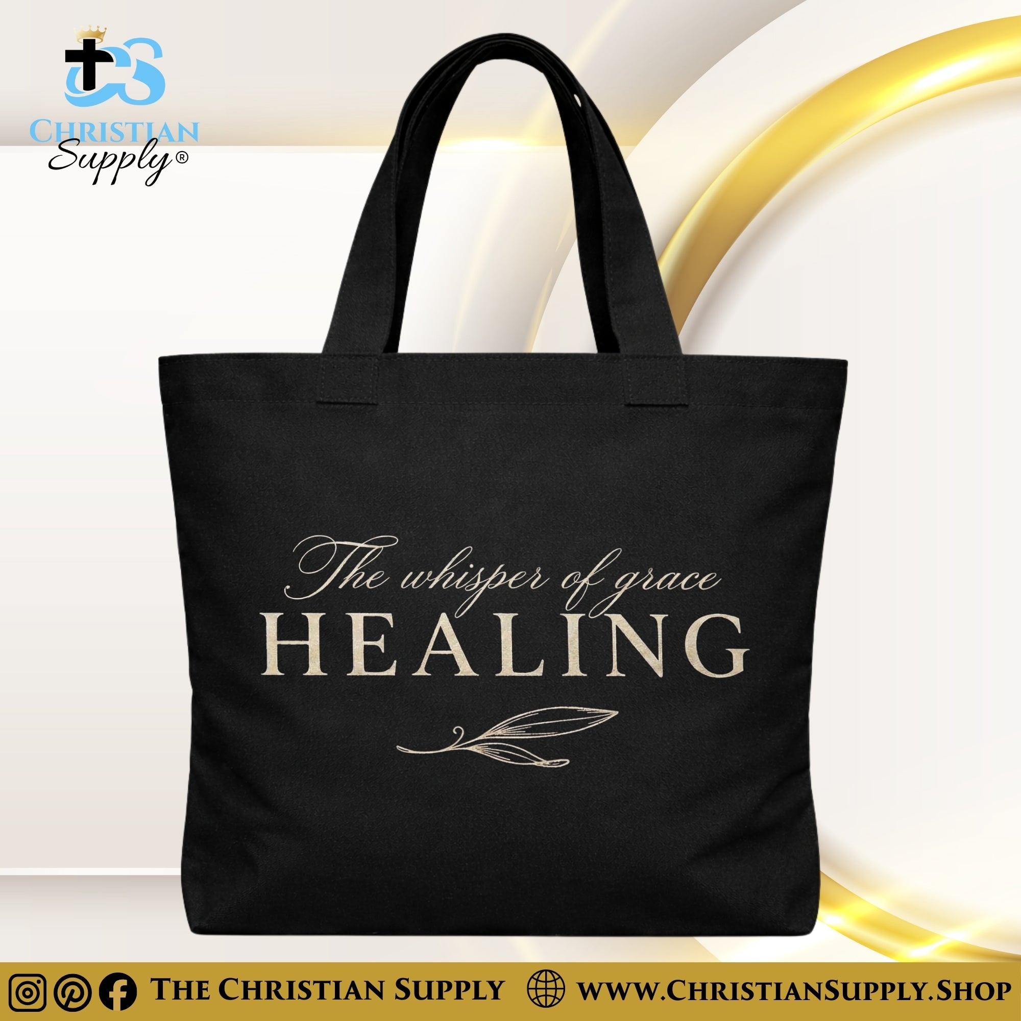 “The Whisper of Grace” Inspirational Christian Tote Bag – Durable 12oz Cotton Canvas Reusable Shoulder Bag for Daily Use