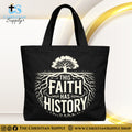 “This Faith Has History” Inspirational Christian Tote Bag – Durable 12oz Cotton Canvas Reusable Shoulder Bag for Daily Use