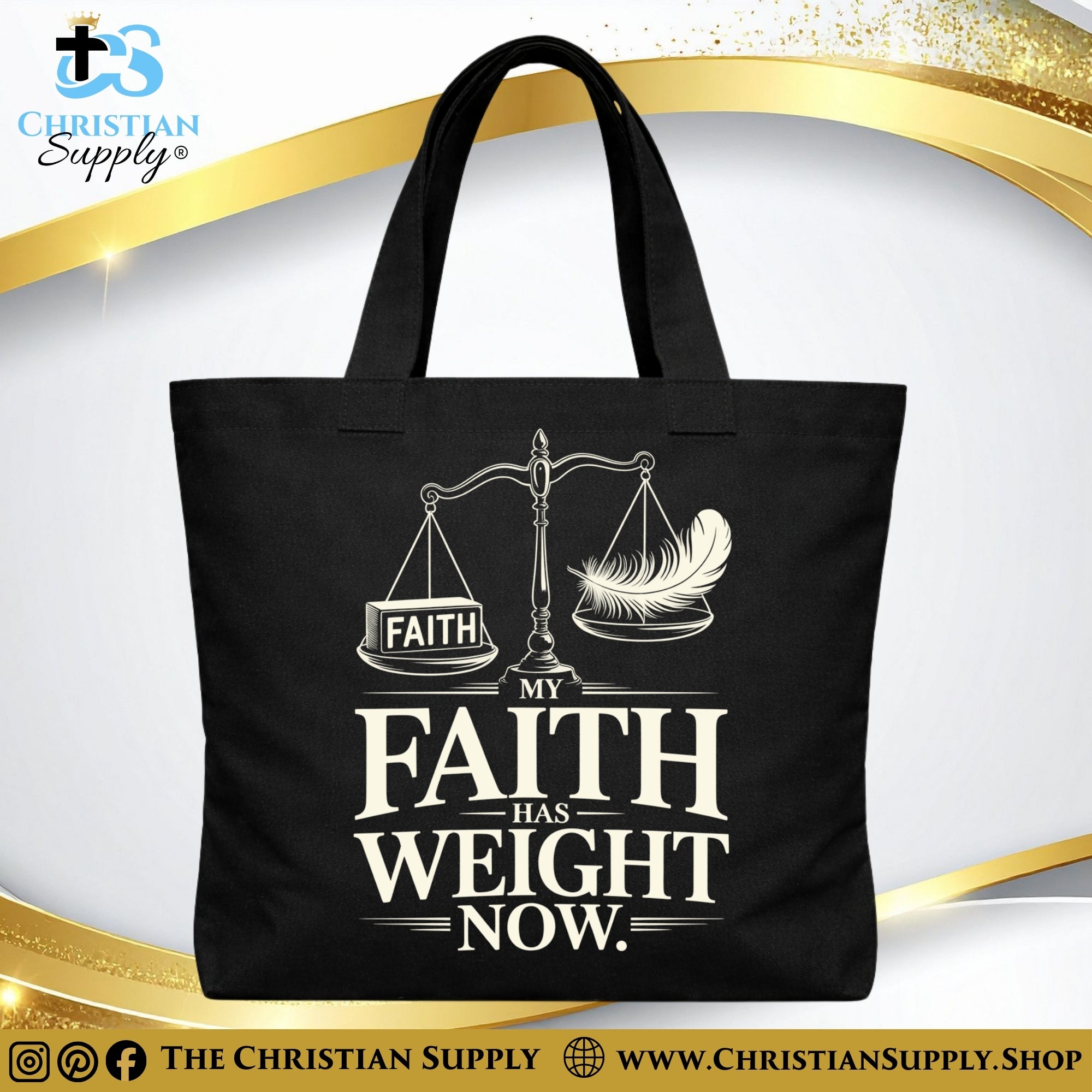 “My Faith Has Weight Now” Inspirational Christian Tote Bag – Durable 12oz Cotton Canvas Reusable Shoulder Bag for Daily Use