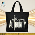 “Kingdom Authority” Inspirational Christian Tote Bag – Durable 12oz Cotton Canvas Reusable Shoulder Bag for Daily Use