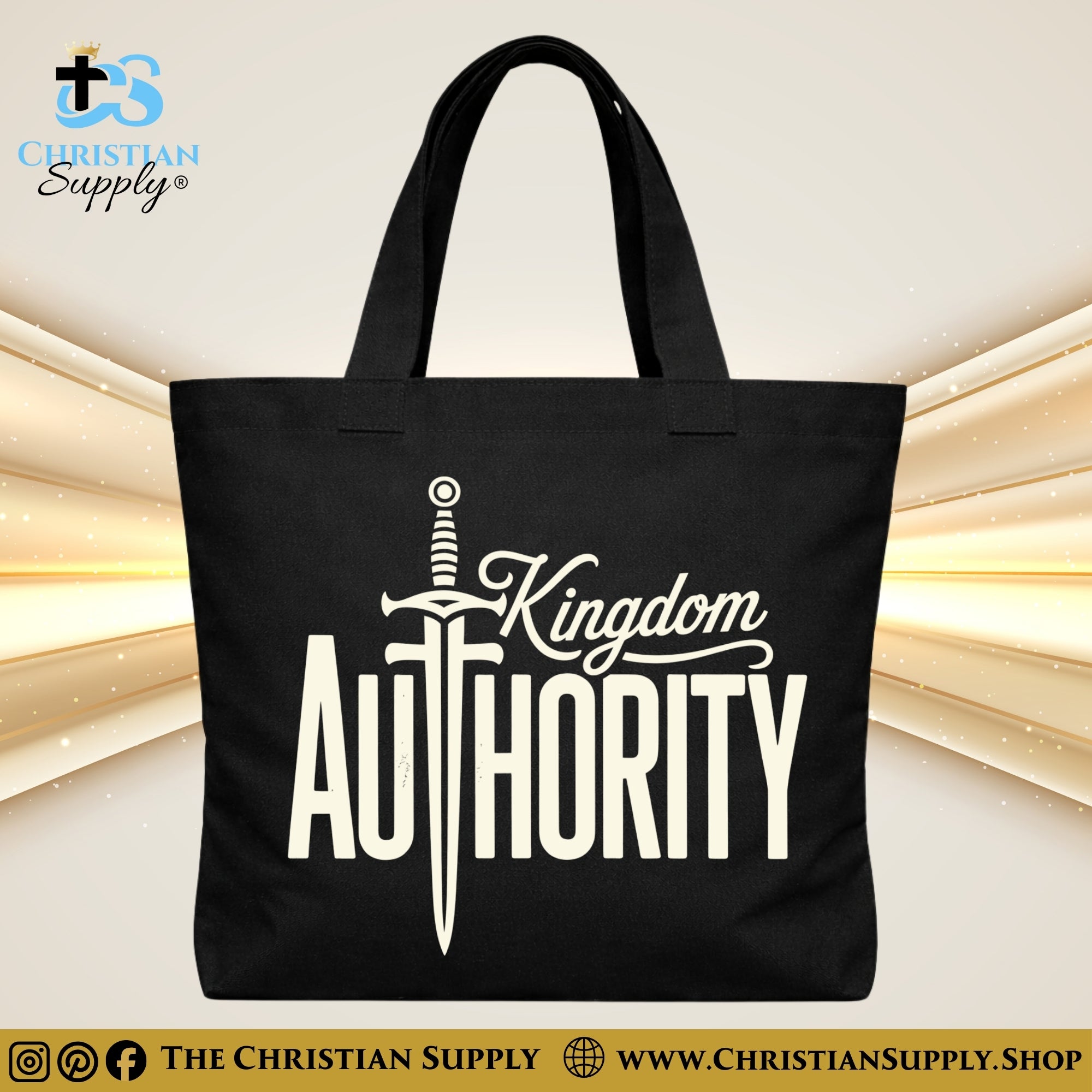 “Kingdom Authority” Inspirational Christian Tote Bag – Durable 12oz Cotton Canvas Reusable Shoulder Bag for Daily Use