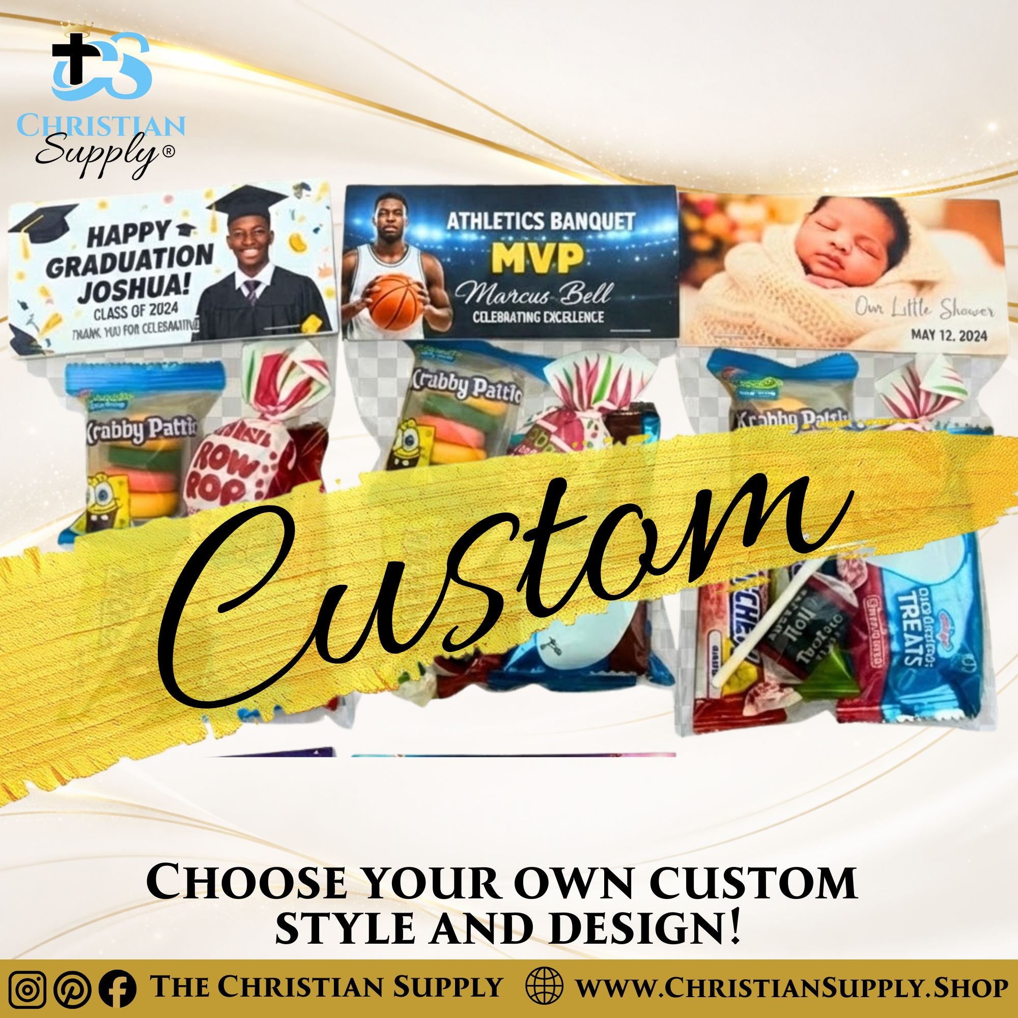 Custom Favor Bags with Printed Toppers – Unfilled Treat Bags for Events