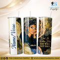 “God Is Within Her She Will Not Fall" Premium Stainless Steel Skinny Tumbler | 20 oz & 30 oz Options