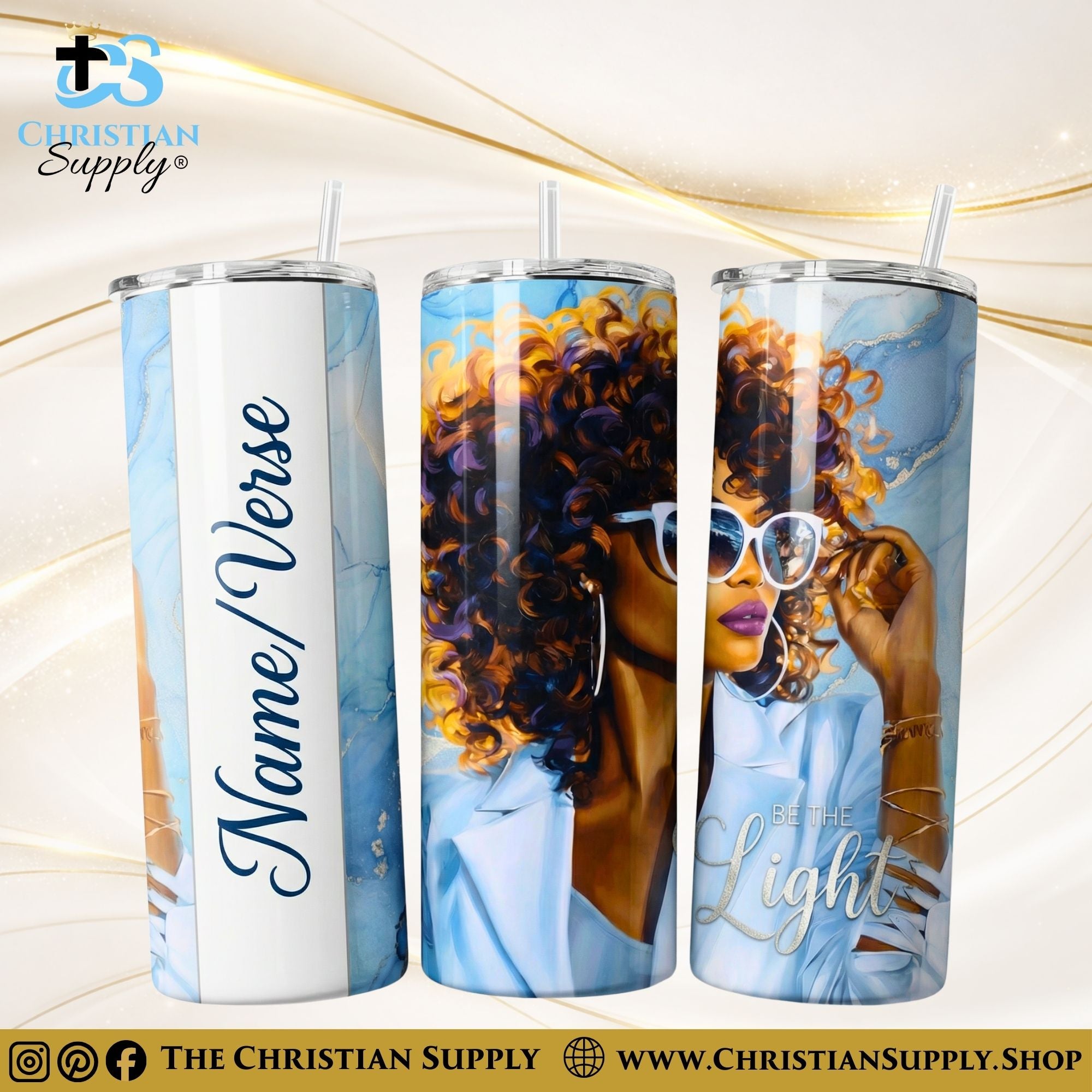 “Be the Light" Premium Stainless Steel Skinny Tumbler | 20 oz & 30 oz Options