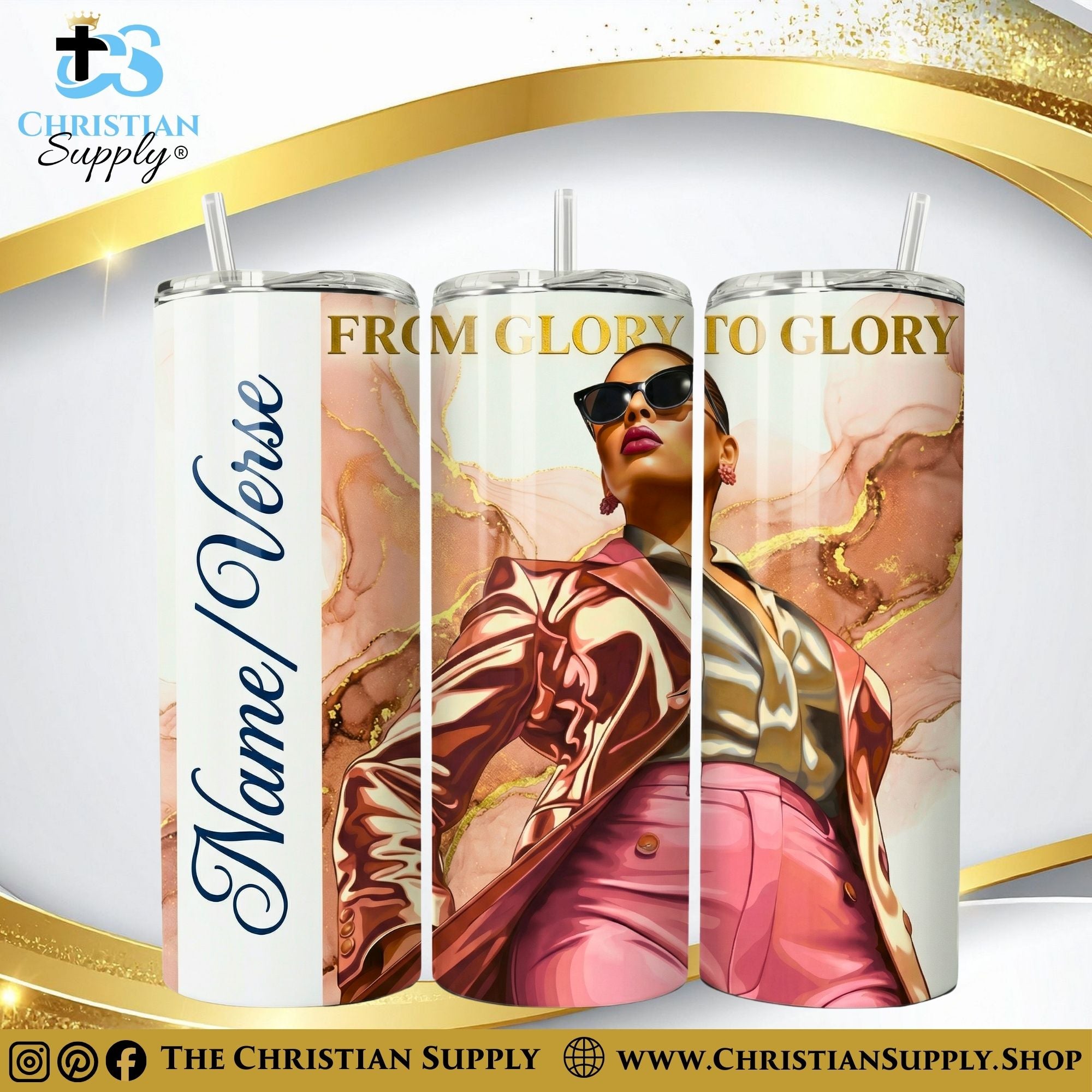 “From Glory to Glory" Premium Stainless Steel Skinny Tumbler | 20 oz & 30 oz Options