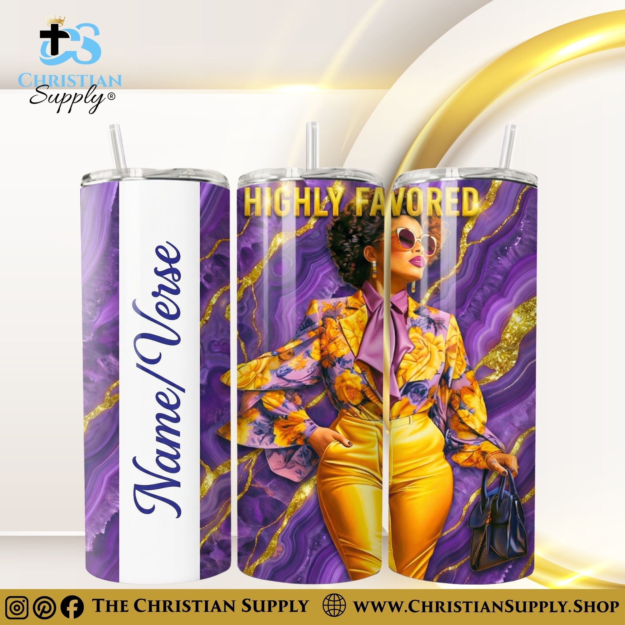 “Highly Favored" Premium Stainless Steel Skinny Tumbler | 20 oz & 30 oz Options