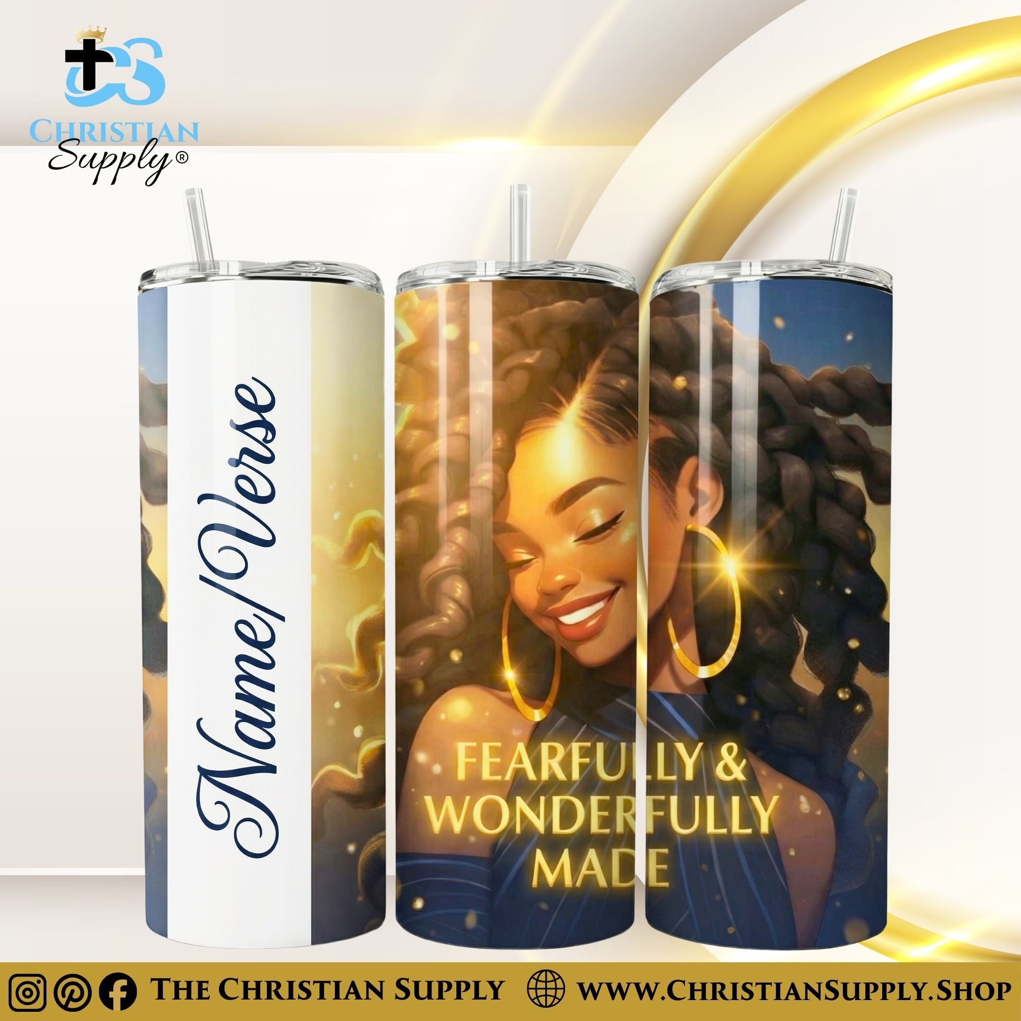 “Fearfully & Wonderfully Made" Premium Stainless Steel Skinny Tumbler | 20 oz & 30 oz Options