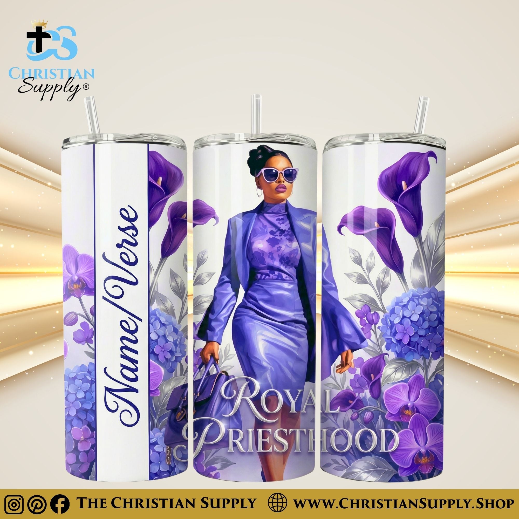 “Royal Priesthood" Premium Stainless Steel Skinny Tumbler | 20 oz & 30 oz Options