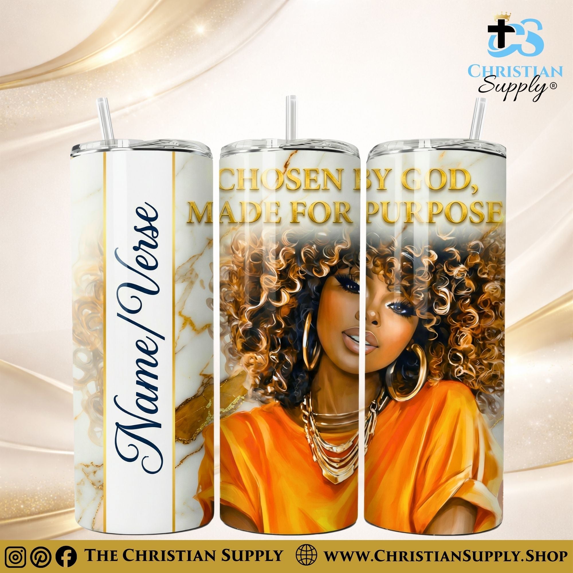 “Chosen by God, Made for Purpose" Premium Stainless Steel Skinny Tumbler | 20 oz & 30 oz Options