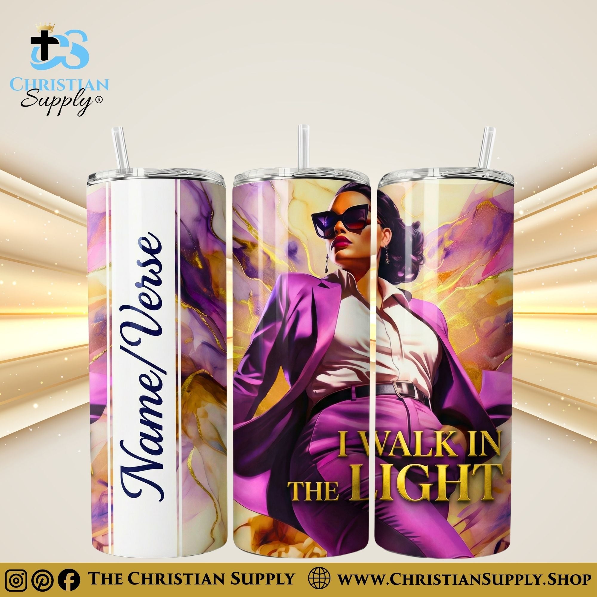 “I Walk in the Light" Premium Stainless Steel Skinny Tumbler | 20 oz & 30 oz Options