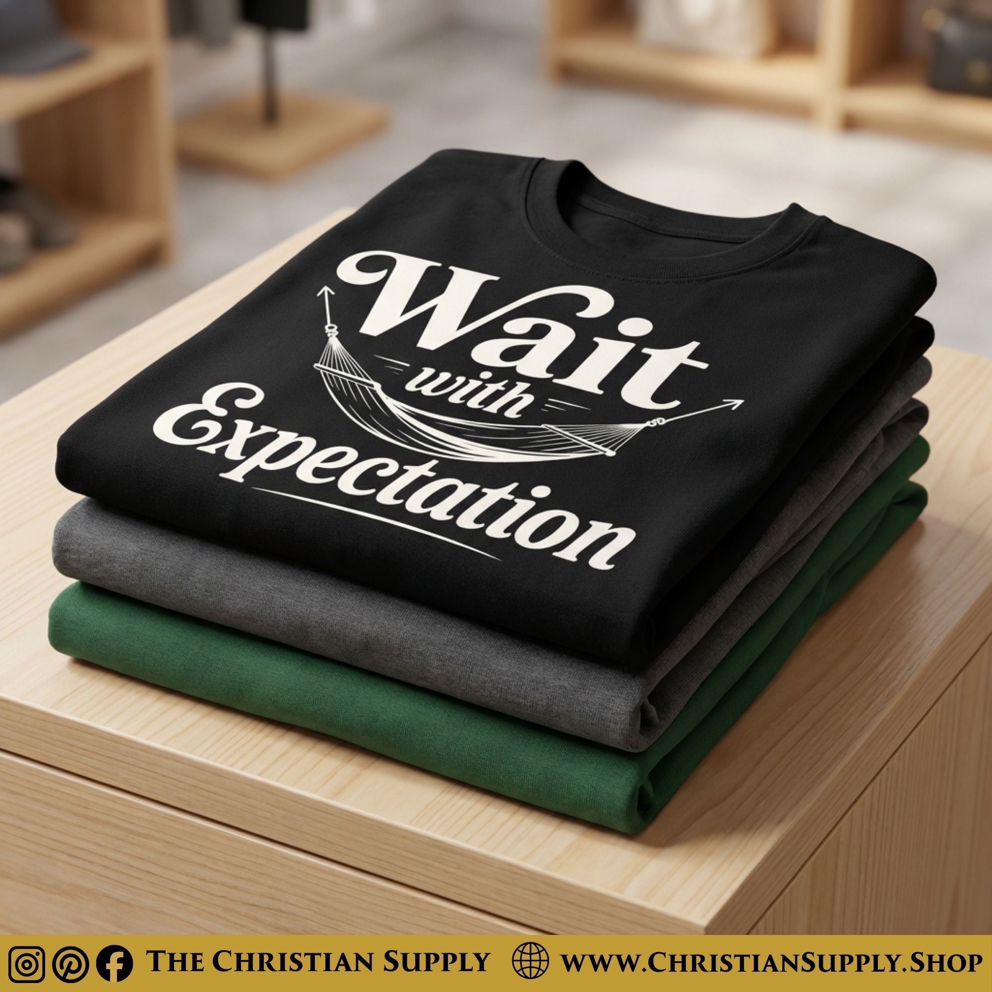 Wait With Expectation – Restful Trust Design Christian Tee Shirt
