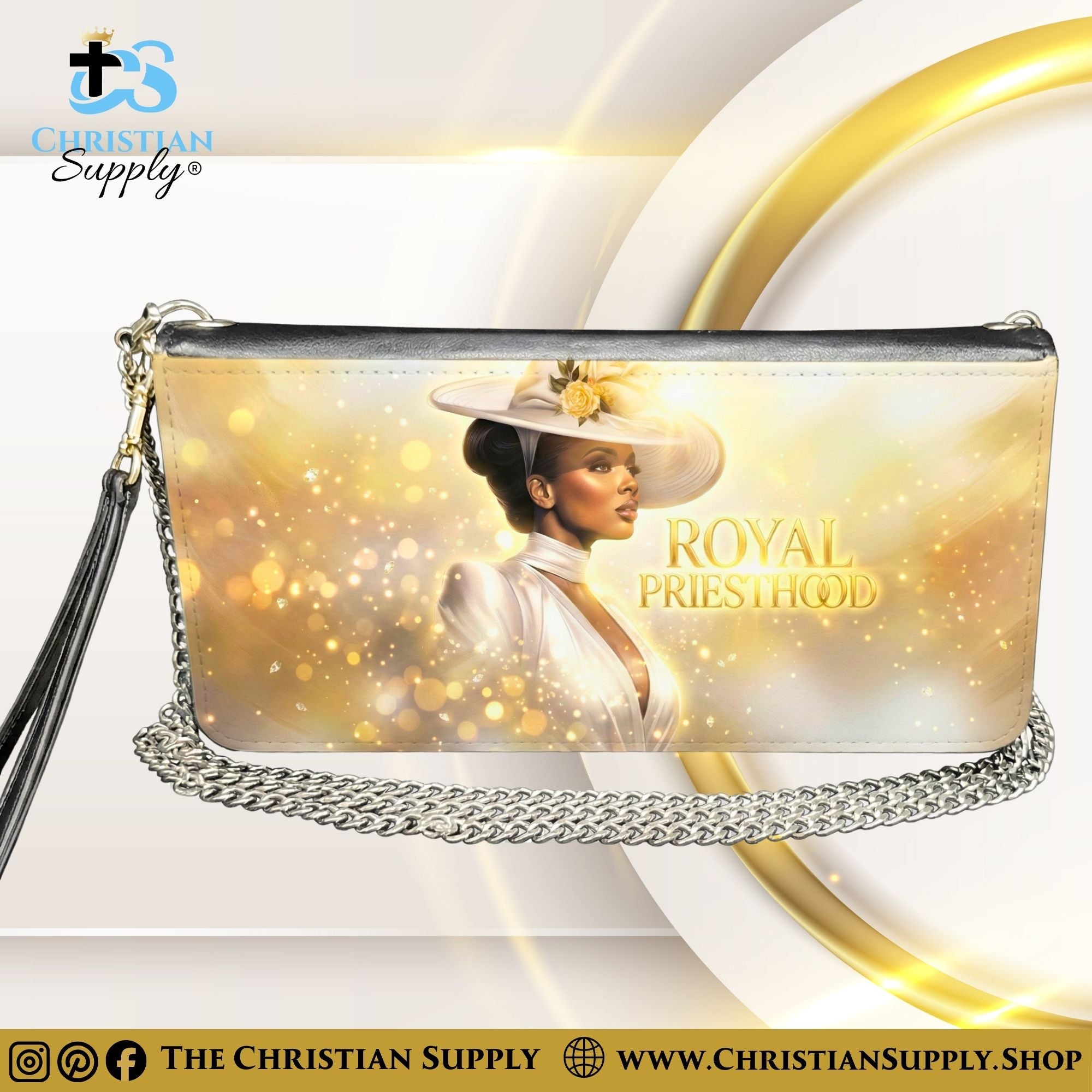 "Royal Priesthood” Inspirational Women's Chain Wallet — Elegant Faux Leather Clutch Purse