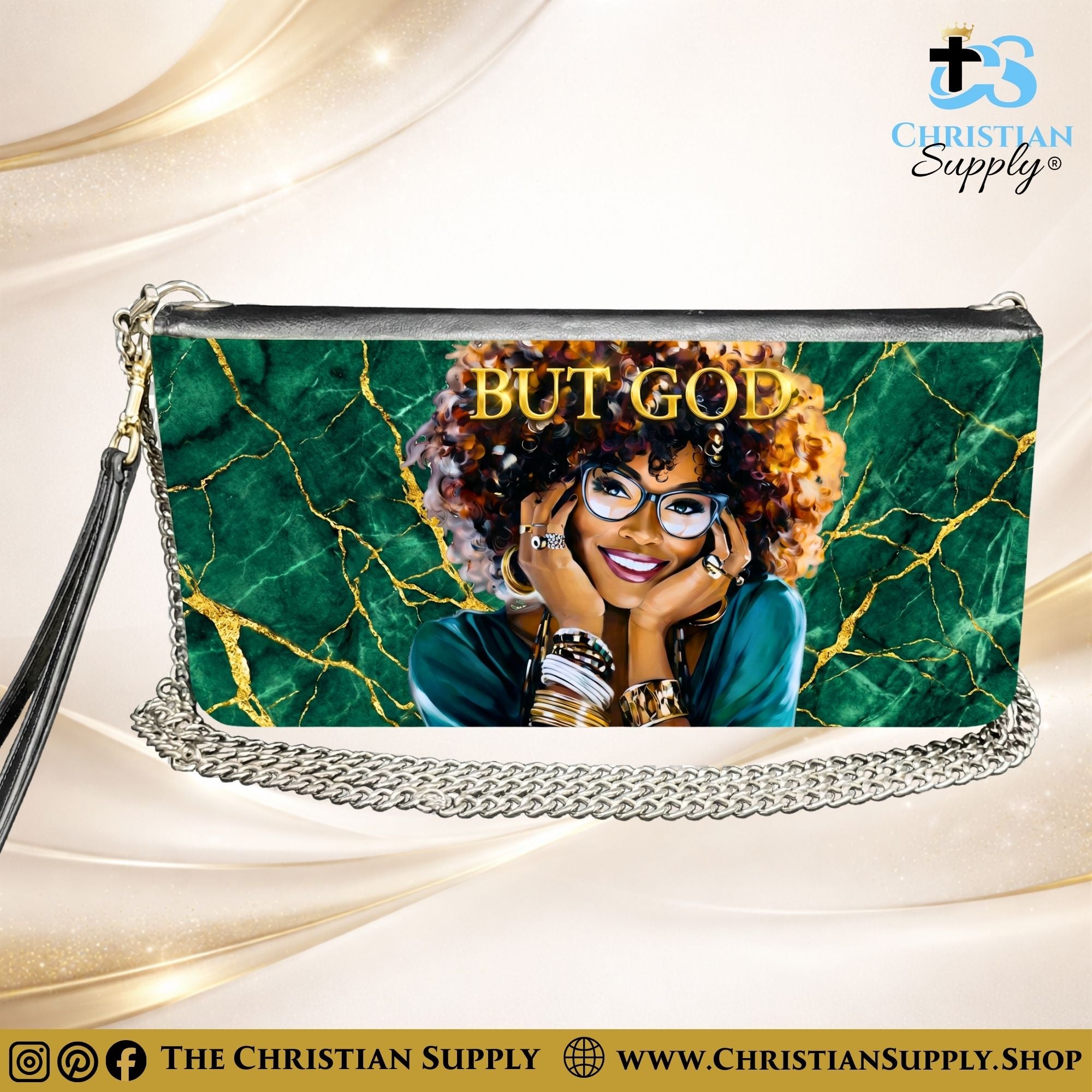 "But God" Inspirational Women's Chain Wallet — Elegant Faux Leather Clutch Purse