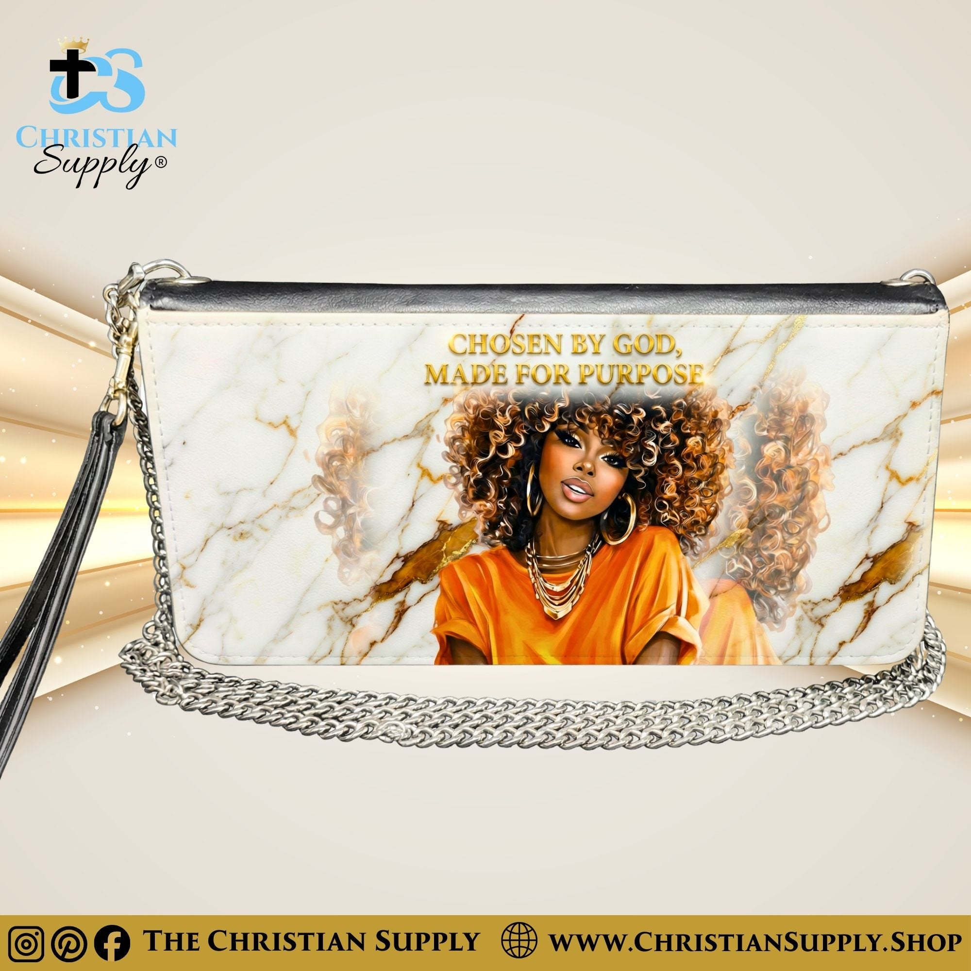 "Chosen by God" Inspirational Women's Chain Wallet — Elegant Faux Leather Clutch Purse
