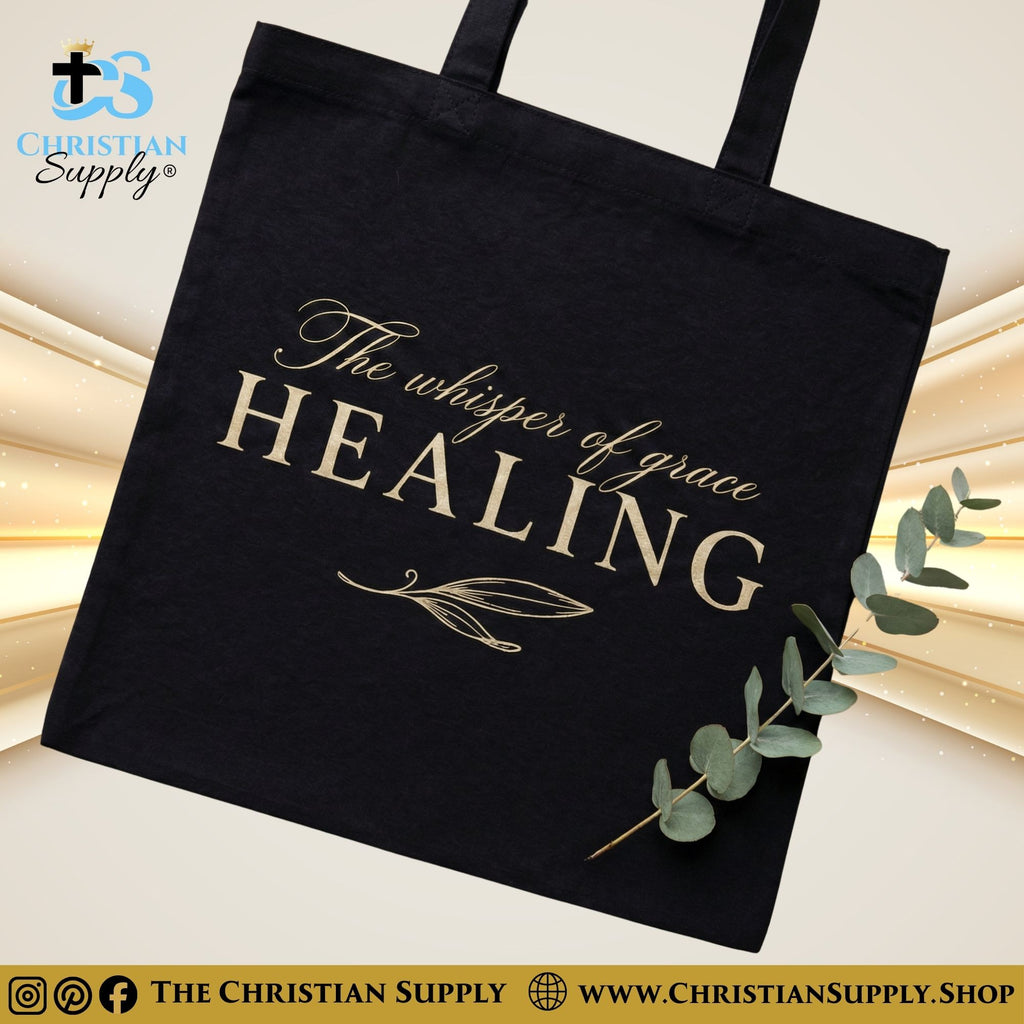 “The Whisper of Grace” Inspirational Christian Tote Bag – Durable 12oz Cotton Canvas Reusable Shoulder Bag for Daily Use