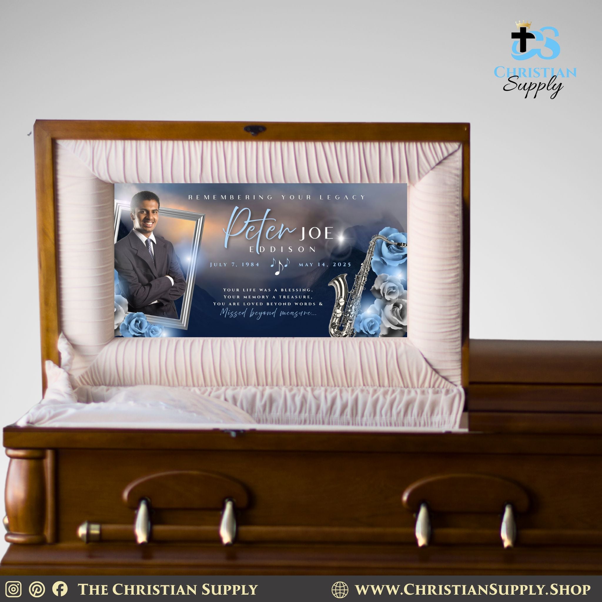 Custom Casket Panel Insert – Personalized Styrene Funeral Display